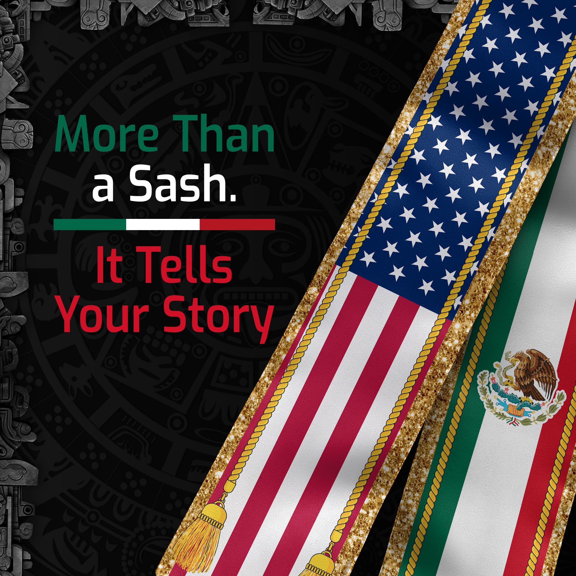 Mexico Graduation Stole 2026, Mexican Stole, Mexican Grad Sash, Mexican Am Flag Sash