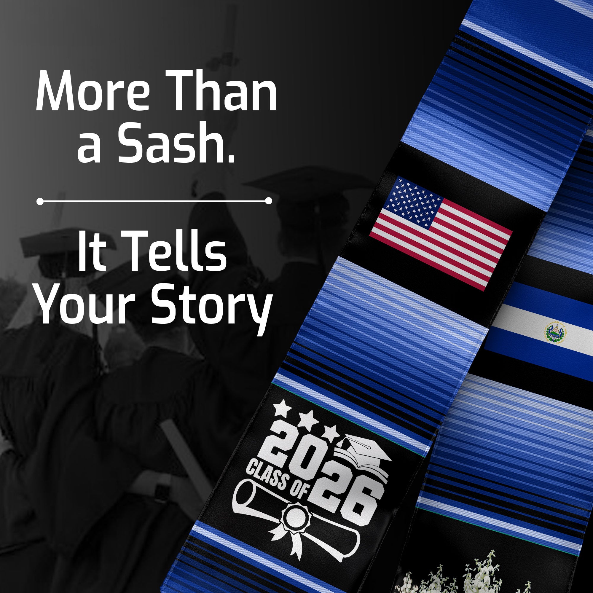 El Salvador Graduation Stole 2026, Salvadoran Flag Graduation Sash, Classic Academic Stole for Graduates