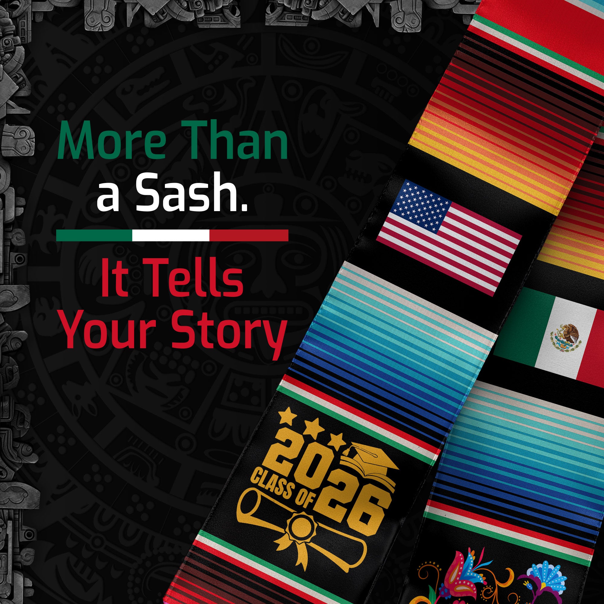 Mexican Flag Grad Sash 2026, Mexican Grad Sash, Mexican Stole, Mexico Grad Stole
