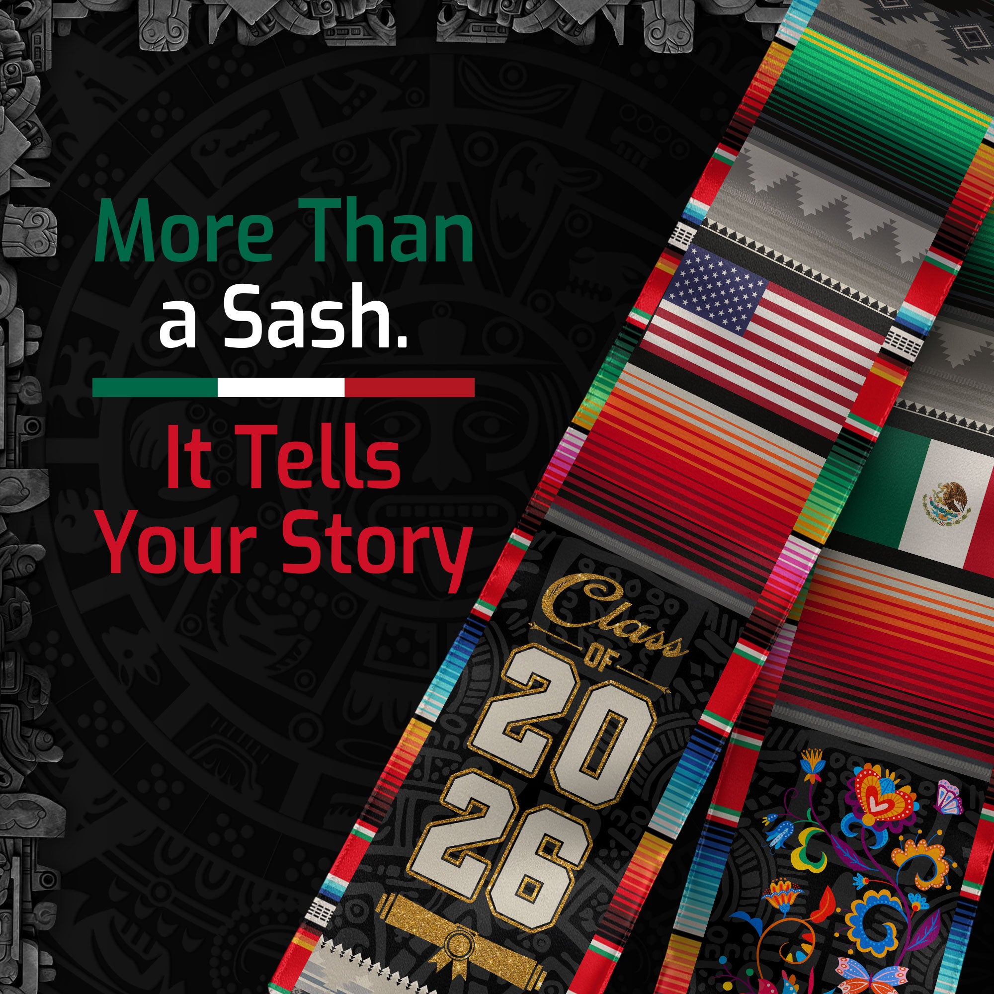 Mexican Graduation Sash 2026, Mexico Graduation Sash, Mexican American Flag Sash, Mexico Graduation Stole