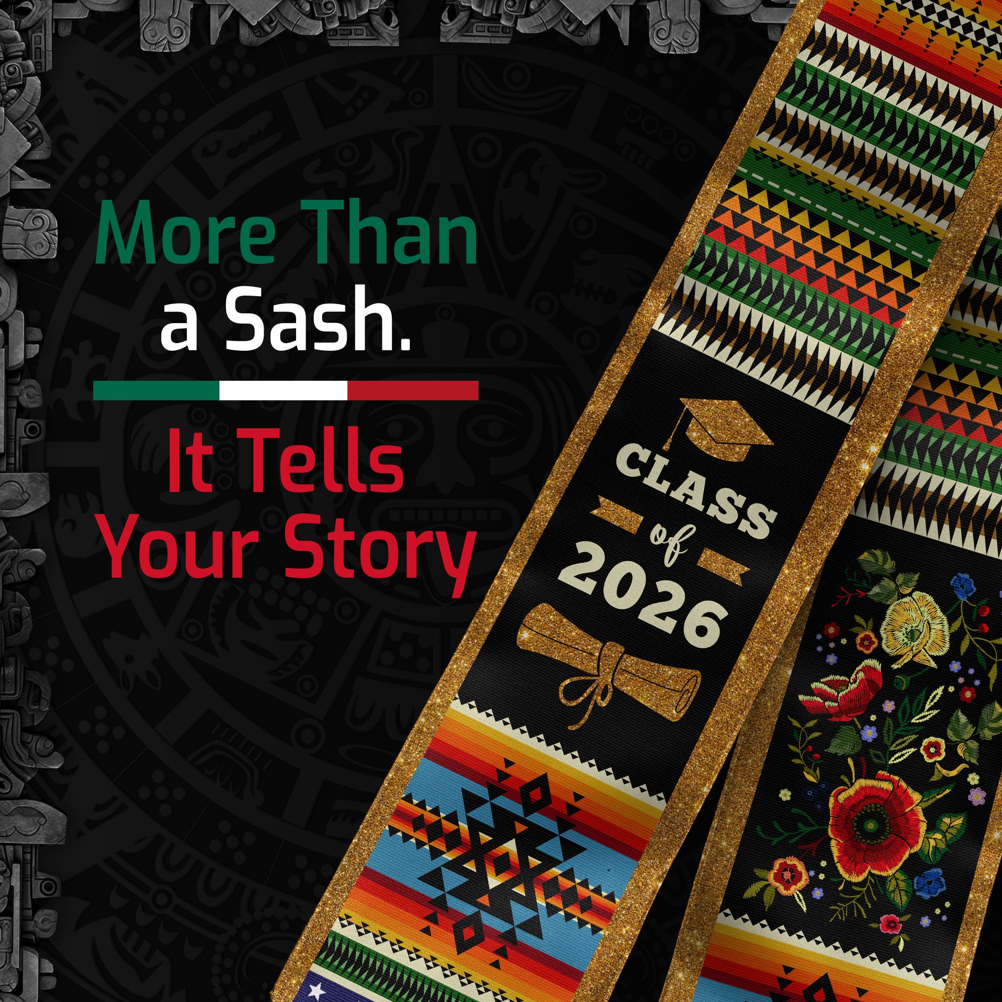 Mexico Graduation Stole 2026, Mexican Stole, Mexican American Flag Graduation Sash