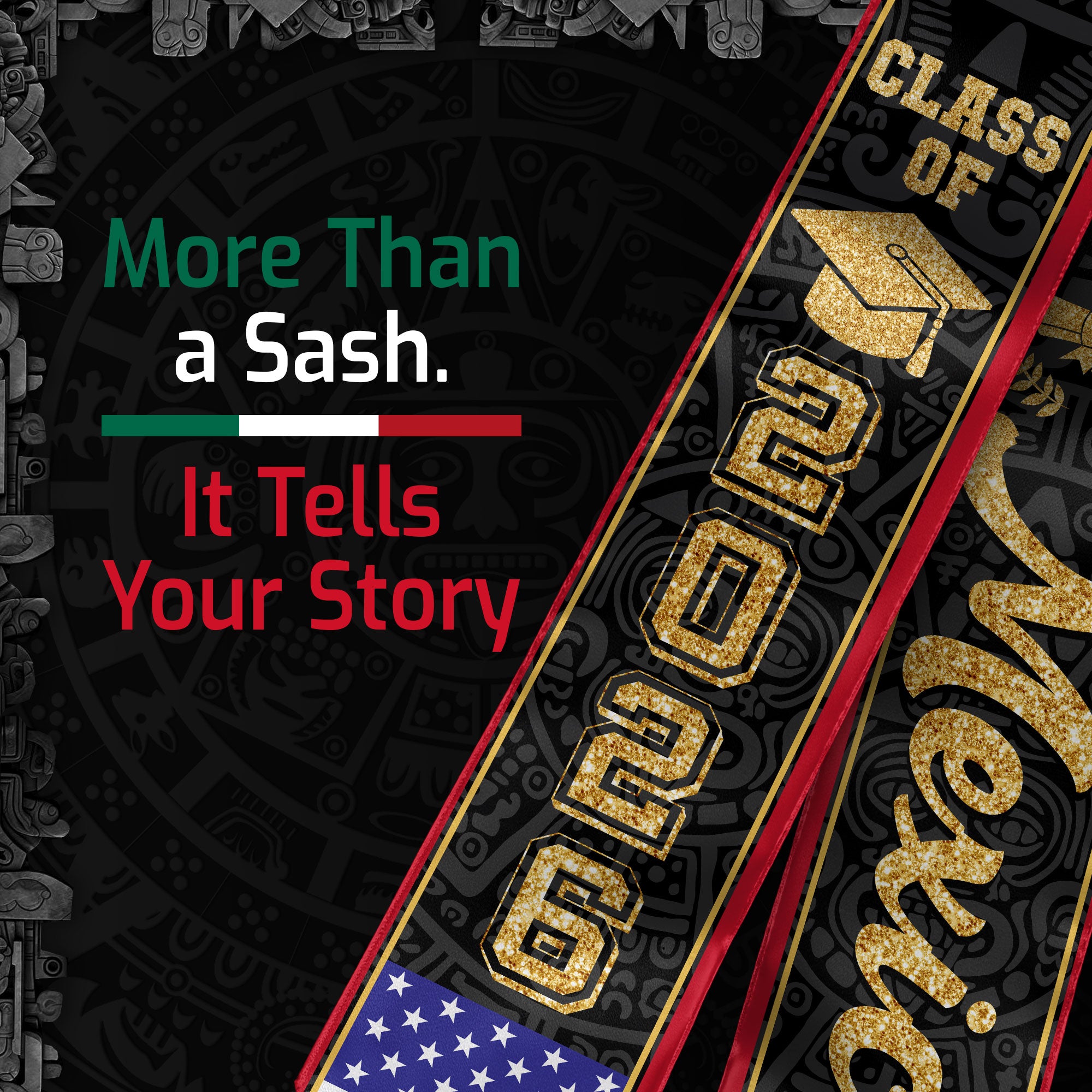 Mexico Graduation Stole 2026, Mexican Flag Sash, Ready-to-Wear Classic for Ceremony