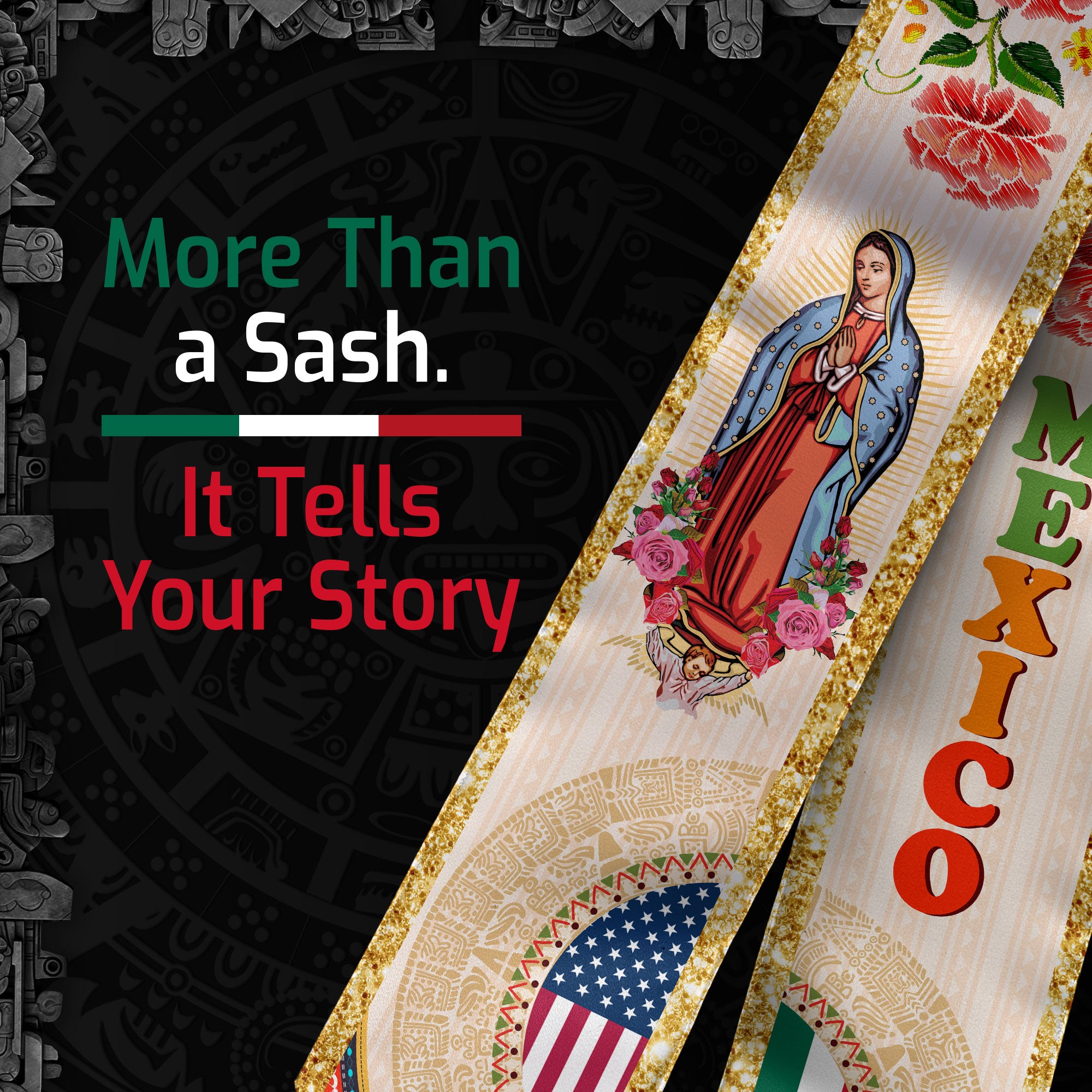 2026 Mexico Graduation Stole, Mexican Flag Sash, Traditional Stole for Graduation Day