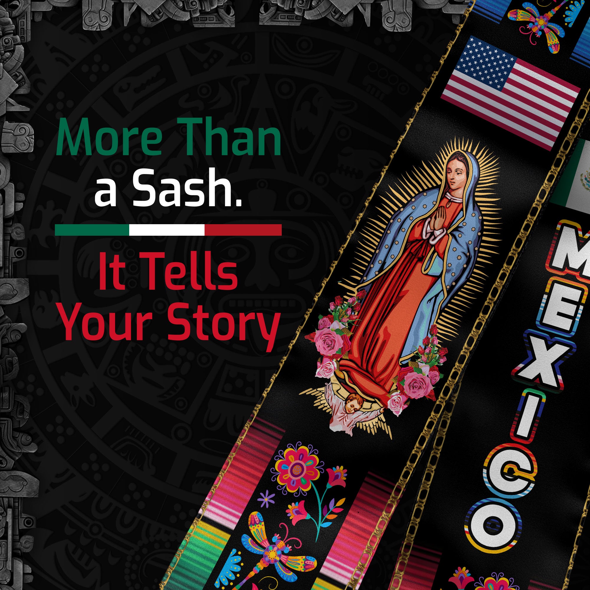 Mexican Flag Graduation Stole 2026, Mexico Graduation Sash, Classic Stole for Photos