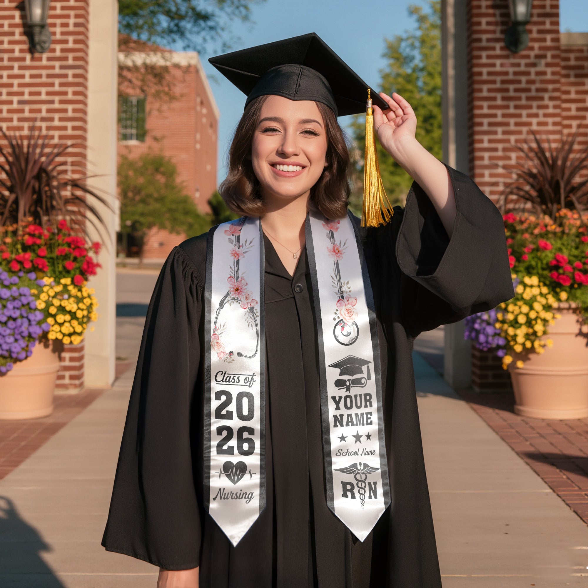 Customized RN Graduation Stole, Nursing Graduation Sash for BSN Nurses, Class of 2026