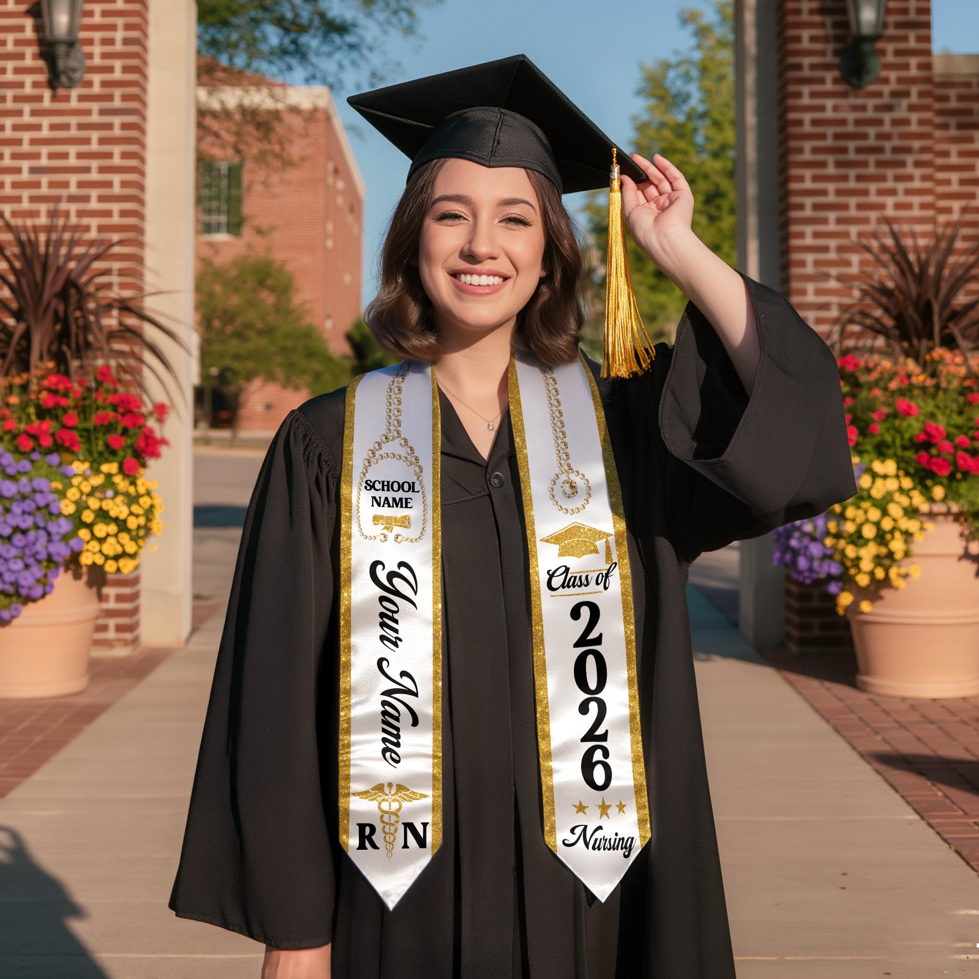 Customized RN Nurse Graduation Stole, BSN Nursing Graduation Sash for Class of 2026