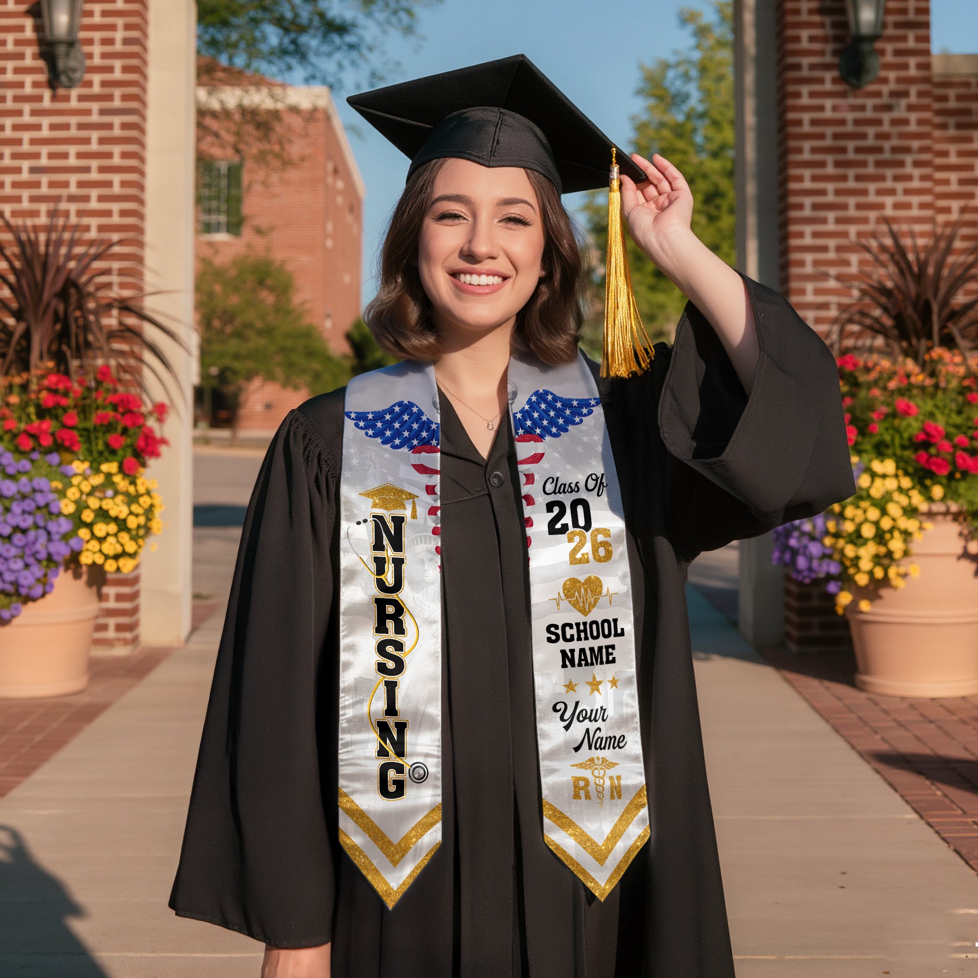 Customized Nursing Graduation Sash for RN Graduates, BSN Nurse Stole Class of 2026