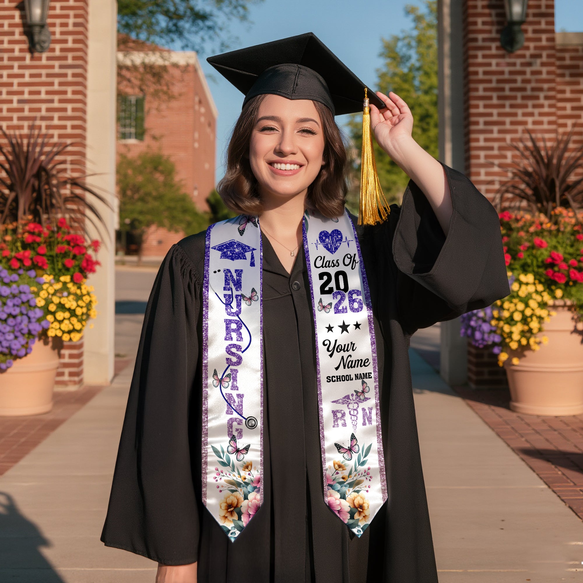 Customized RN Graduation Stole for Nursing School, BSN Nurse Graduation Sash 2026