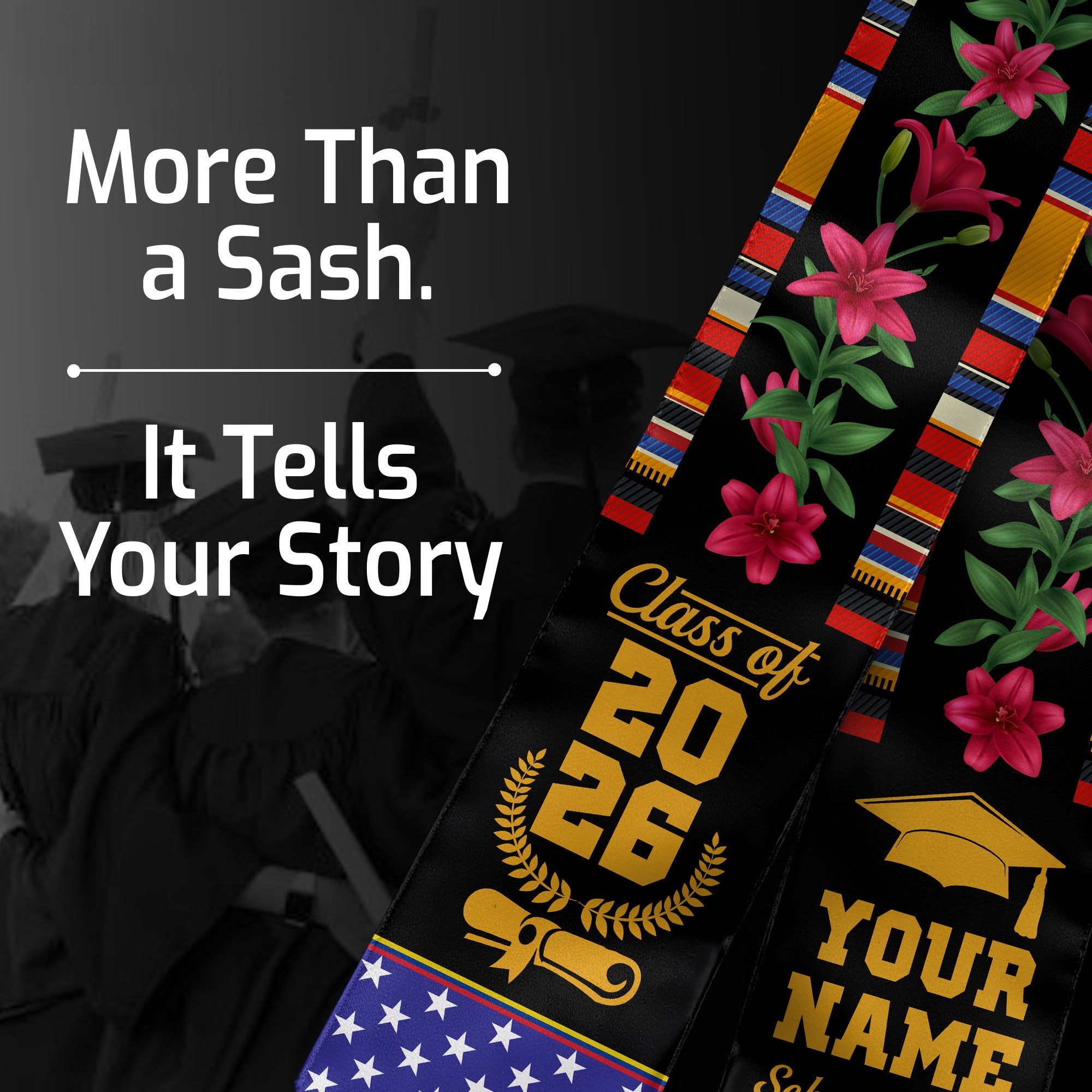 Customized Colombia Graduation Stole, Colombian Flag Stole, Custom Graduation Sash 2026, Class of 2026