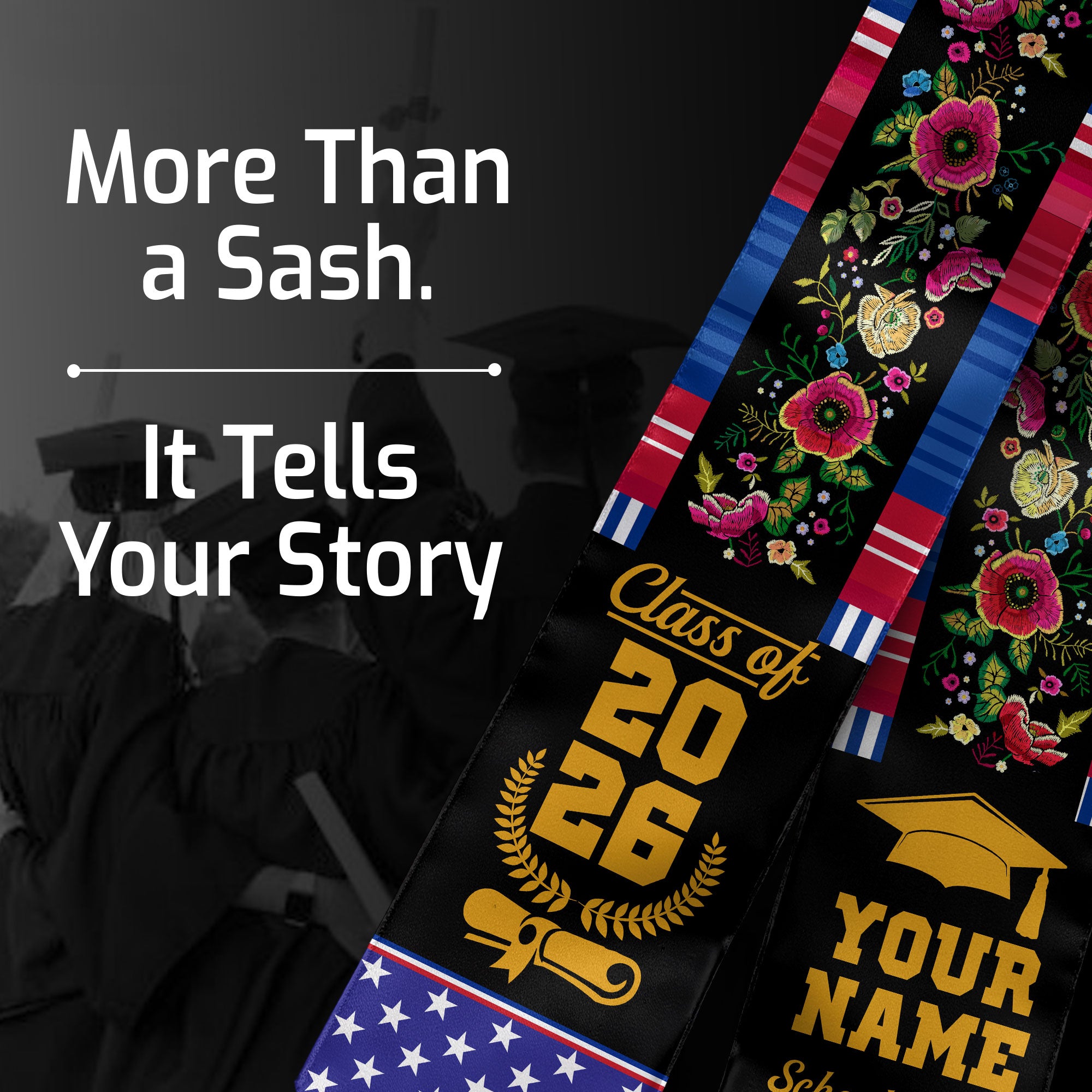 Cuba Graduation Stole 2026, Cuban Flag Sash, Add Personal Detail Option