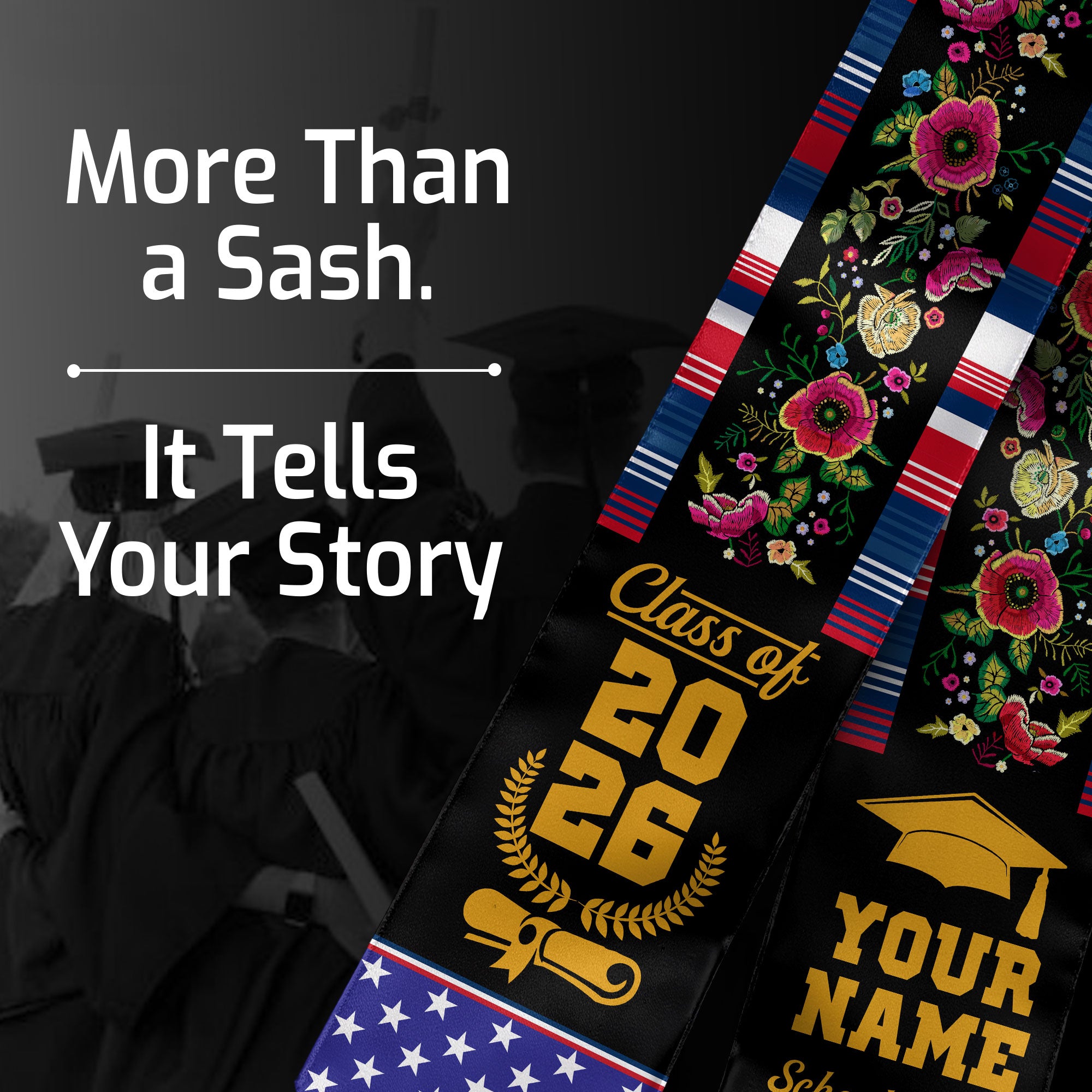 Dominican Republic Graduation Stole 2026, Dominican Flag Sash, Custom Detail