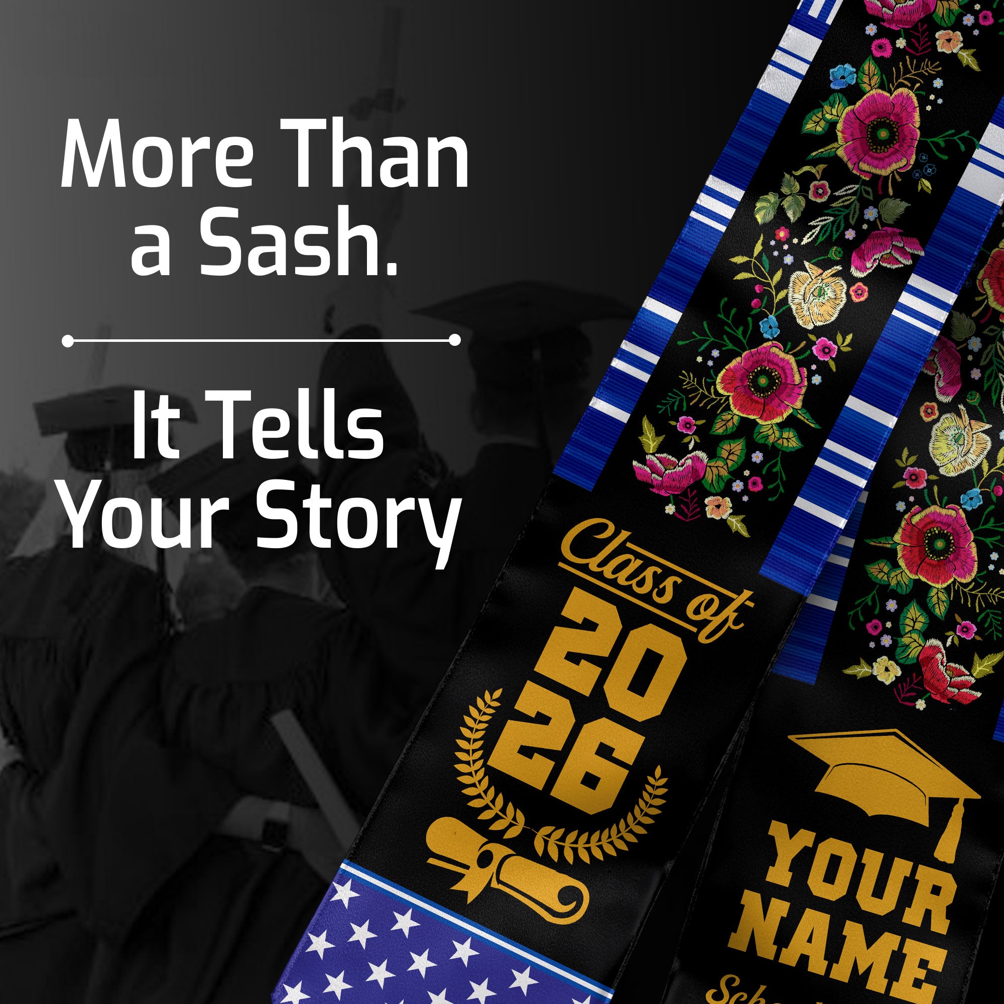 El Salvador Graduation Stole 2026, El Salvador Flag Sash, Custom Detail Option