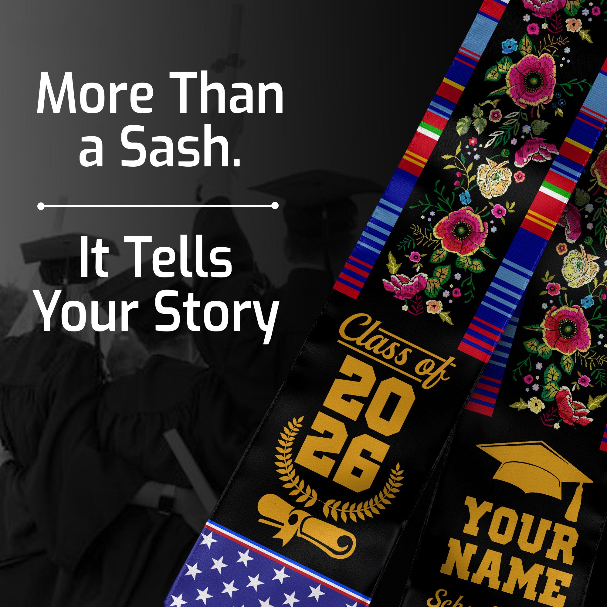 Haiti Graduation Stole 2026, Haitian Flag Sash, Personalized Detail Option