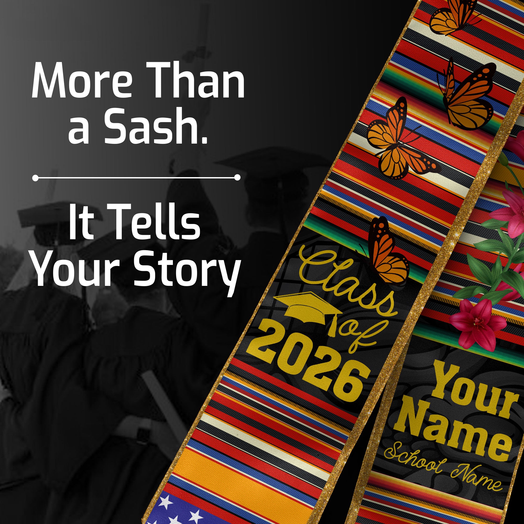 Customized Colombia Graduation Stole, Colombian Flag Design, Graduation Sash 2026, Class of 2026
