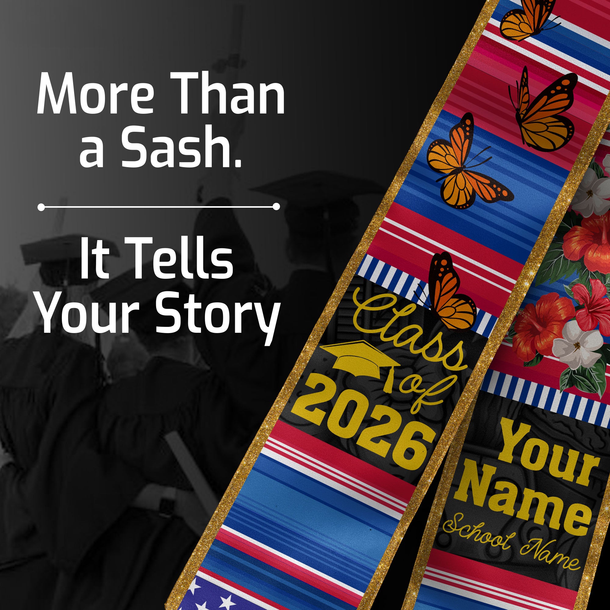 2026 Cuba Flag Graduation Sash, Cuba Stole, Personal Detail Option