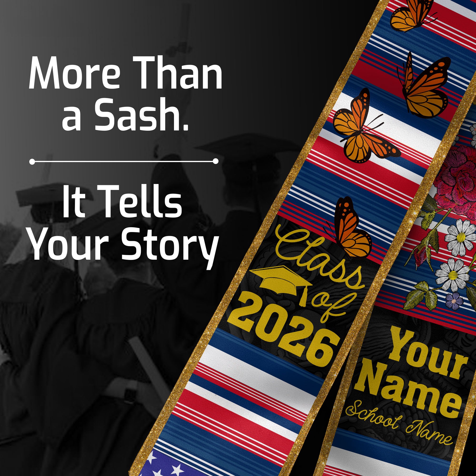 2026 Dominican Republic Flag Graduation Sash, Dominican Stole, Personal Detail