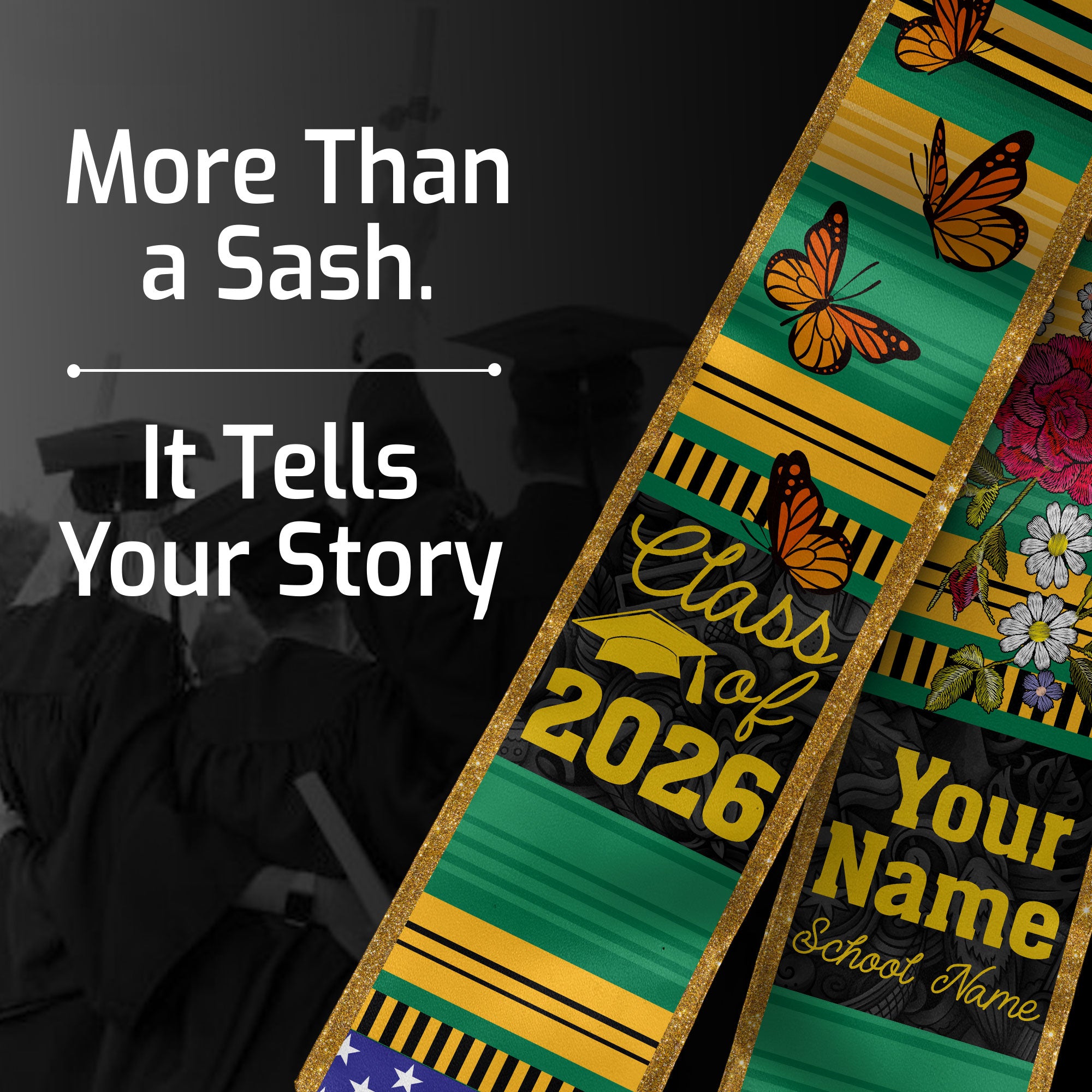 2026 Jamaica Flag Graduation Sash, Jamaica Stole, Optional Personalized Detail