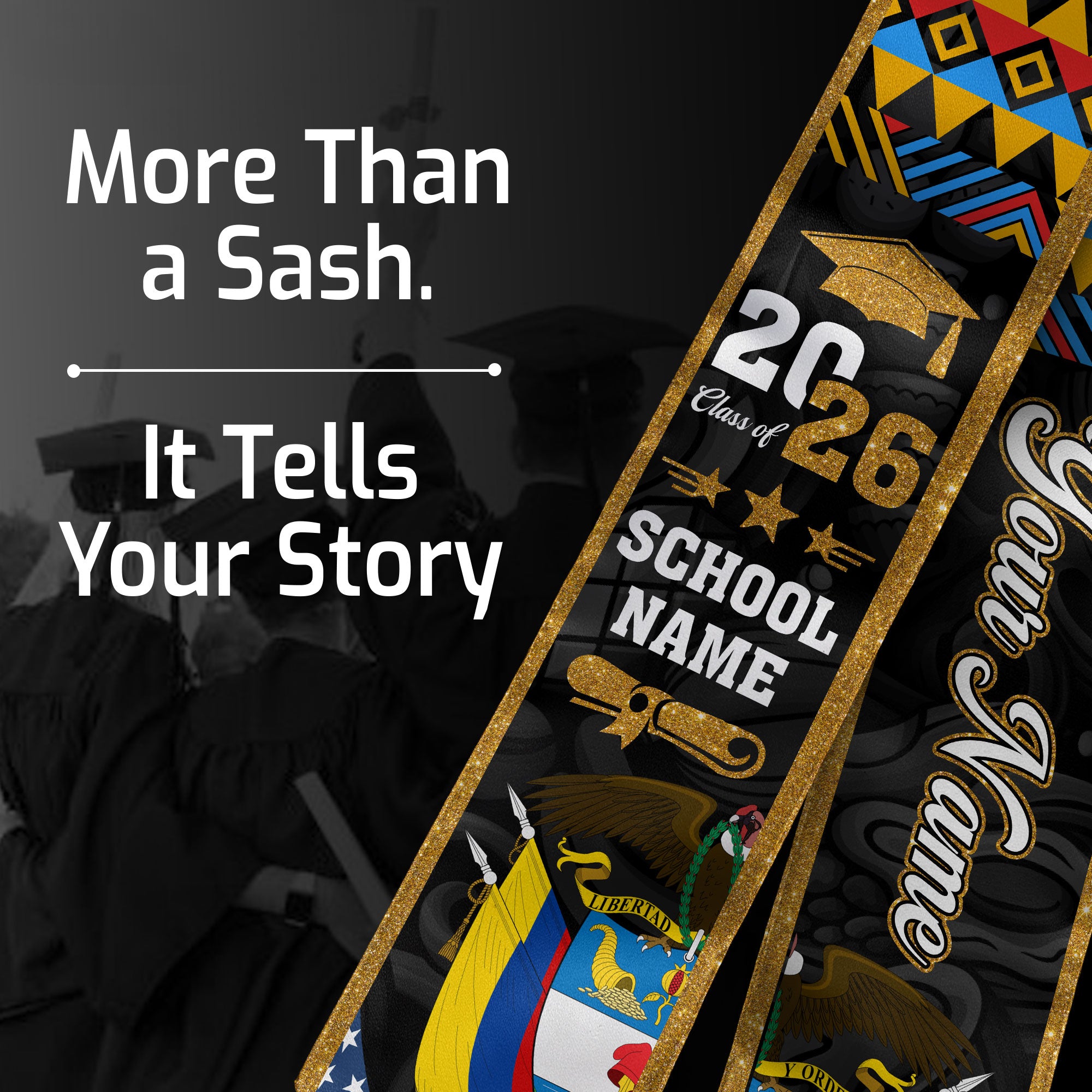 Customized Colombia Graduation Stole, Colombian Flag Stole, Graduation Sash for Graduates 2026