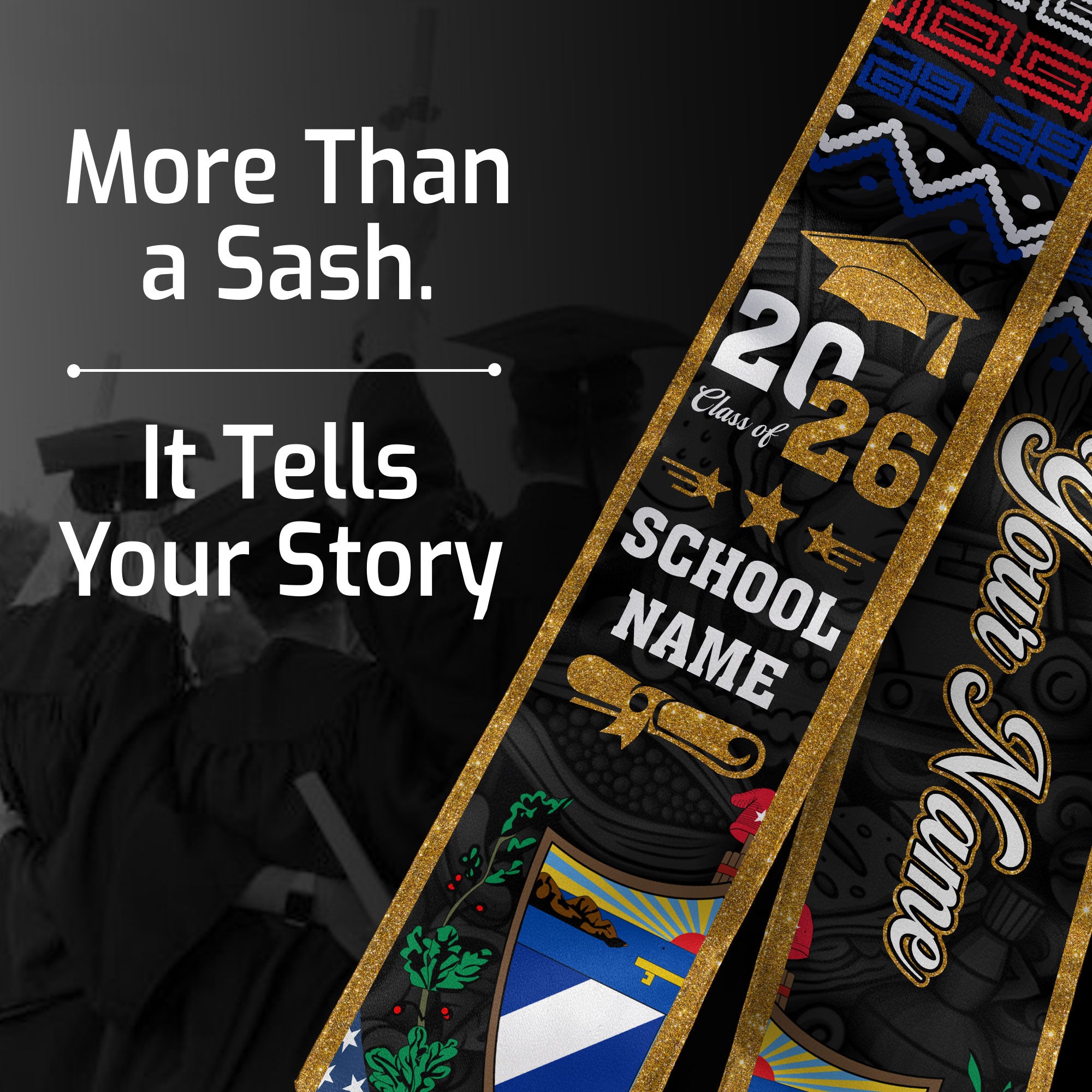 Cuba Flag Graduation Stole 2026, Cuba Sash, Add Personal Detail