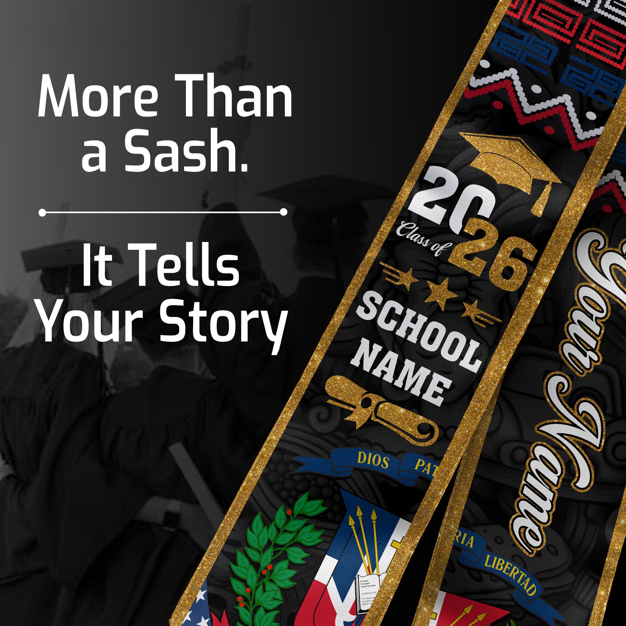 Dominican Flag Graduation Sash 2026, Dominican Stole, Custom Detail Option