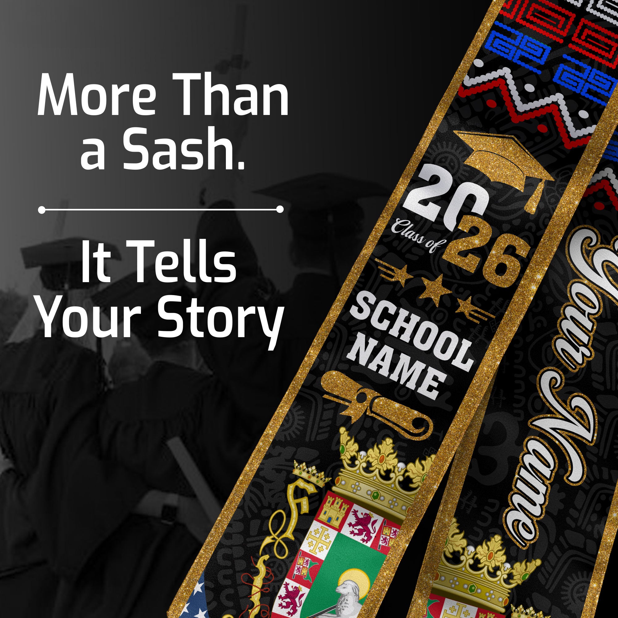 Puerto Rico Graduation Stole 2026, Puerto Rican Flag Sash, Add Your Personal Detail