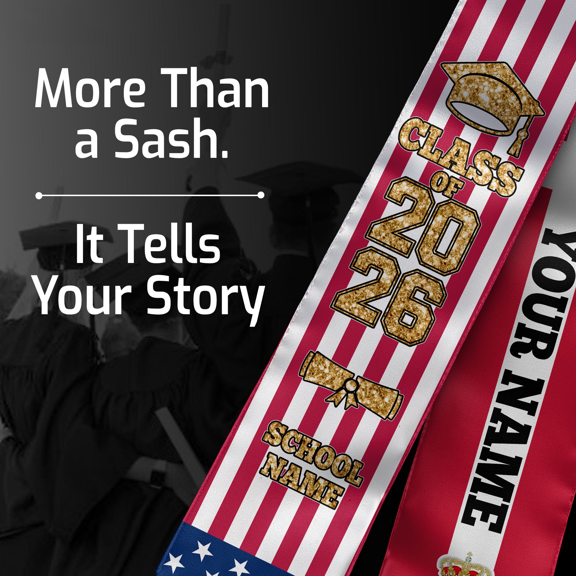 Customized Denmark Graduation Stole Featuring Danish Flag Design, Graduation Sash 2026, Class of 2026