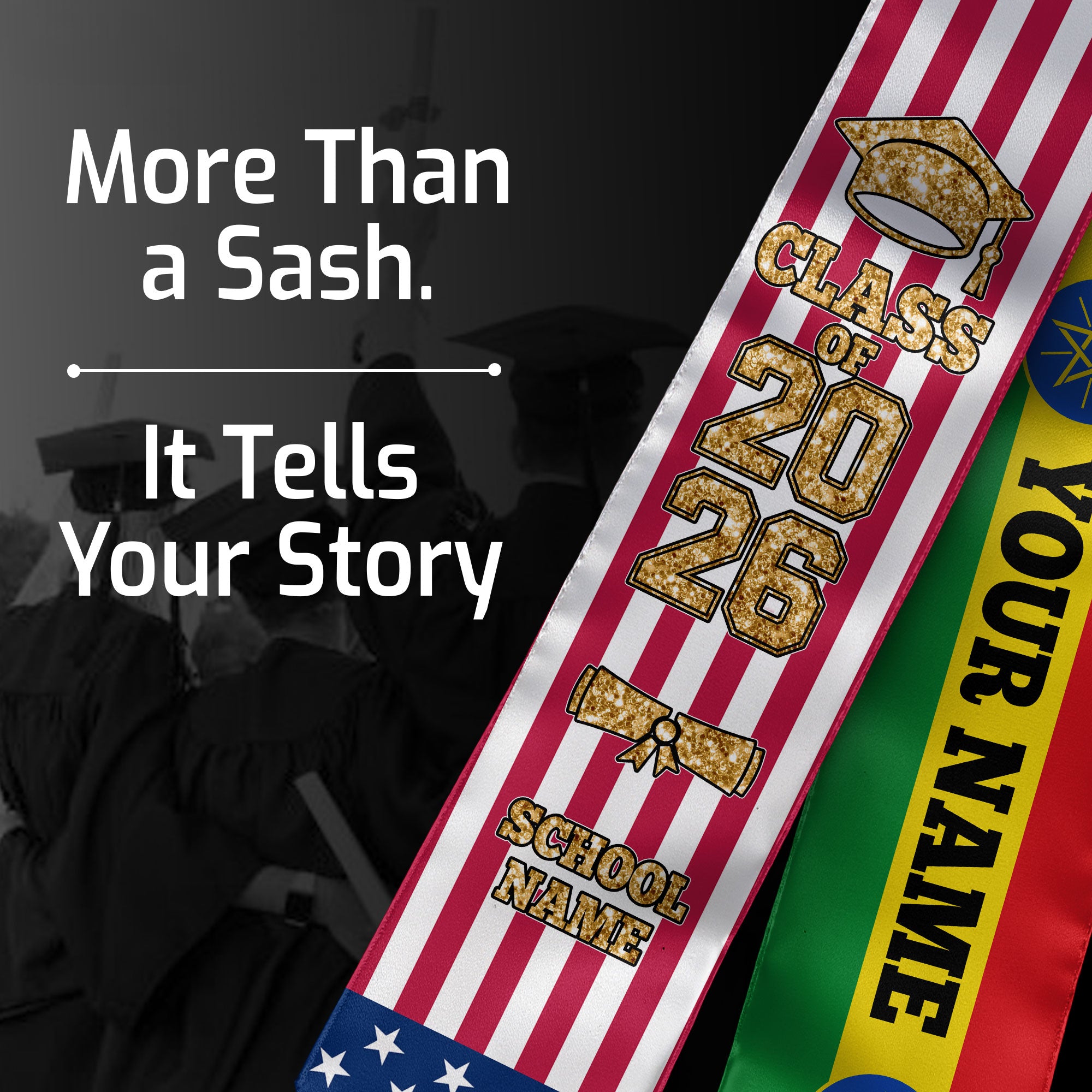 Customized Ethiopia Graduation Stole with Ethiopian Flag Feature, Graduation Sash 2026, Class of 2026