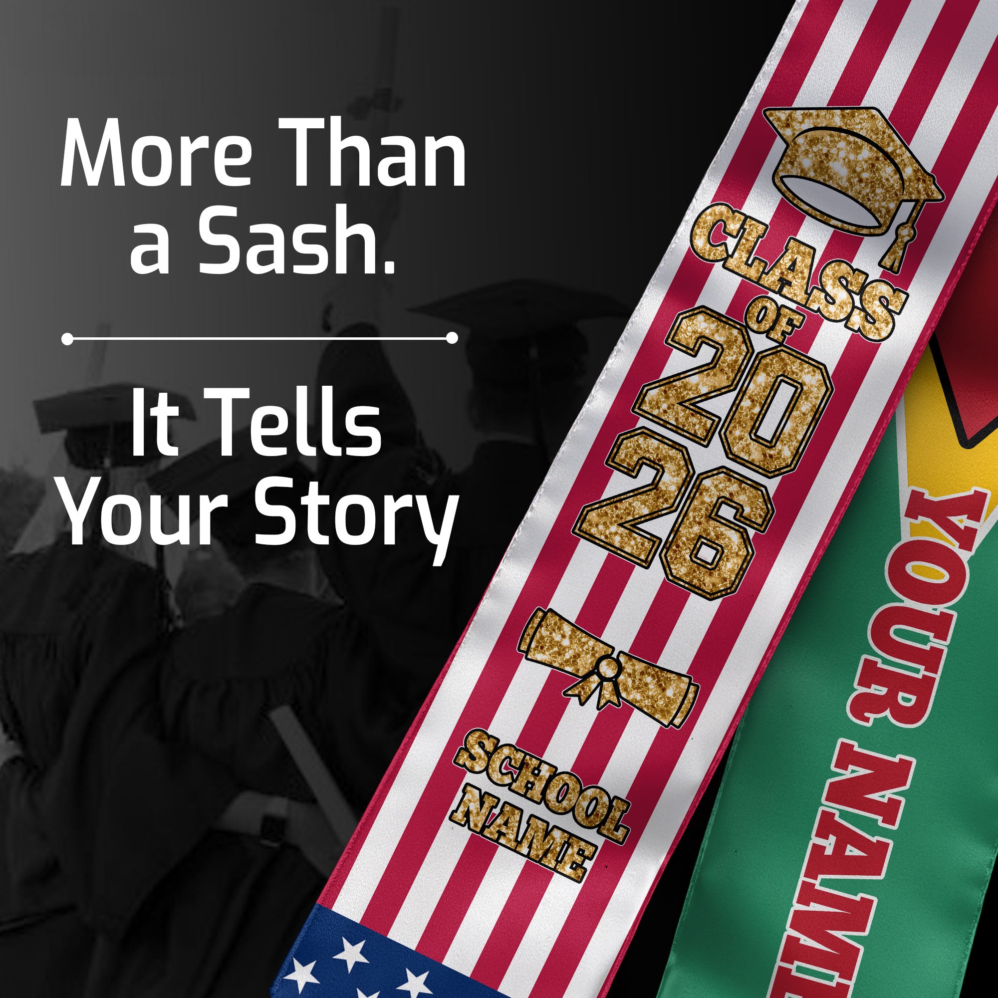 Customized Guyana Graduation Stole Featuring National Flag Accent, Graduation Sash 2026, Class of 2026