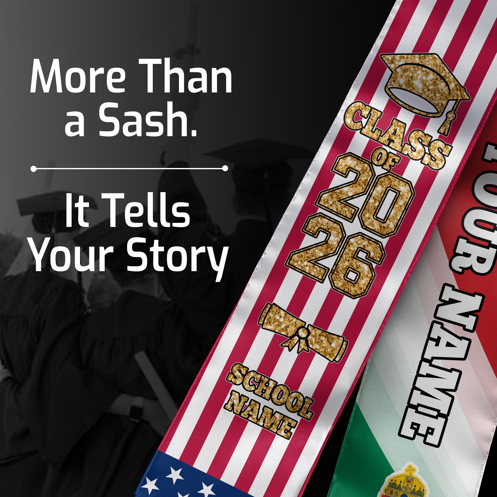 Customized Hungary Graduation Stole with National Flag Accent, Graduation Sash 2026, Class of 2026