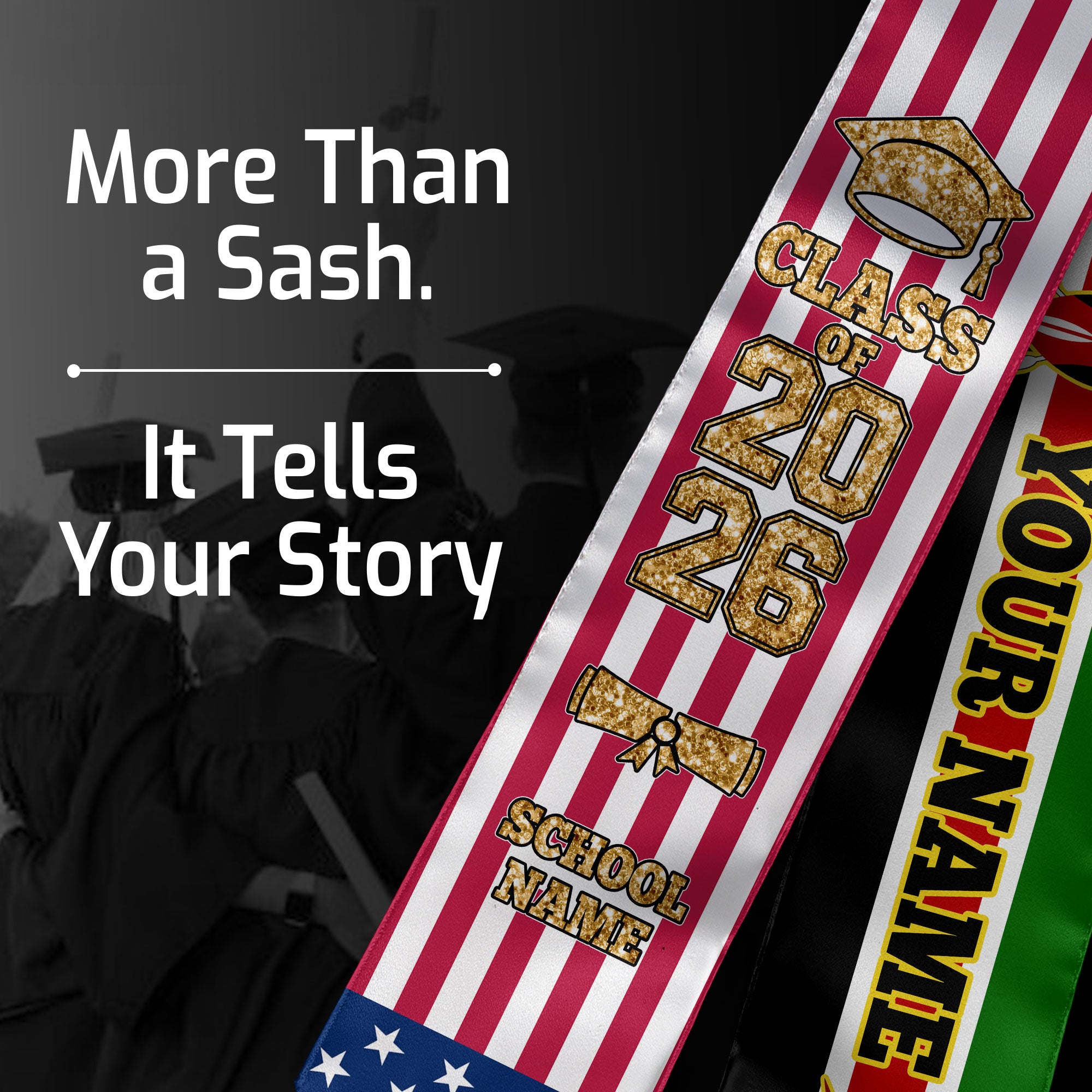 Customized Kenya Graduation Stole Featuring Kenyan Flag Design, Graduation Sash 2026, Class of 2026