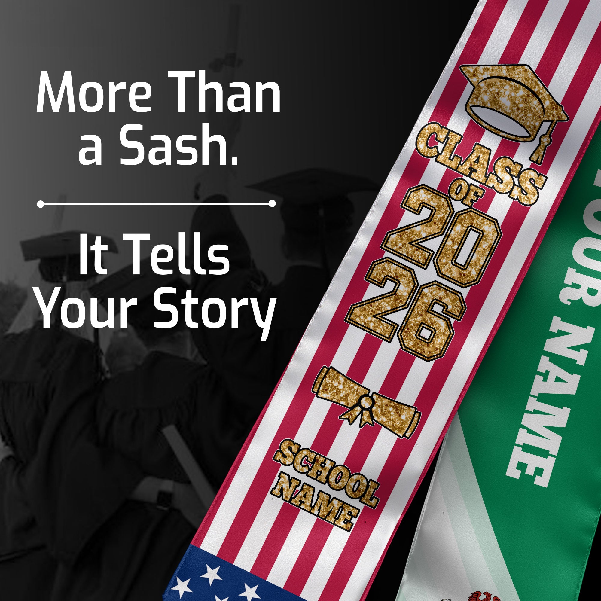 Customized Nigeria Graduation Stole with Nigerian Flag Highlight, Graduation Sash 2026, Class of 2026