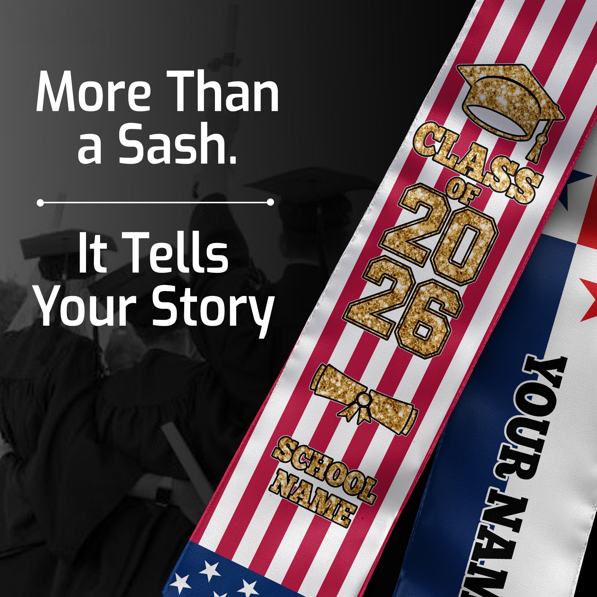 Customized Panama Graduation Stole with Panamanian Flag Detail, Graduation Sash 2026