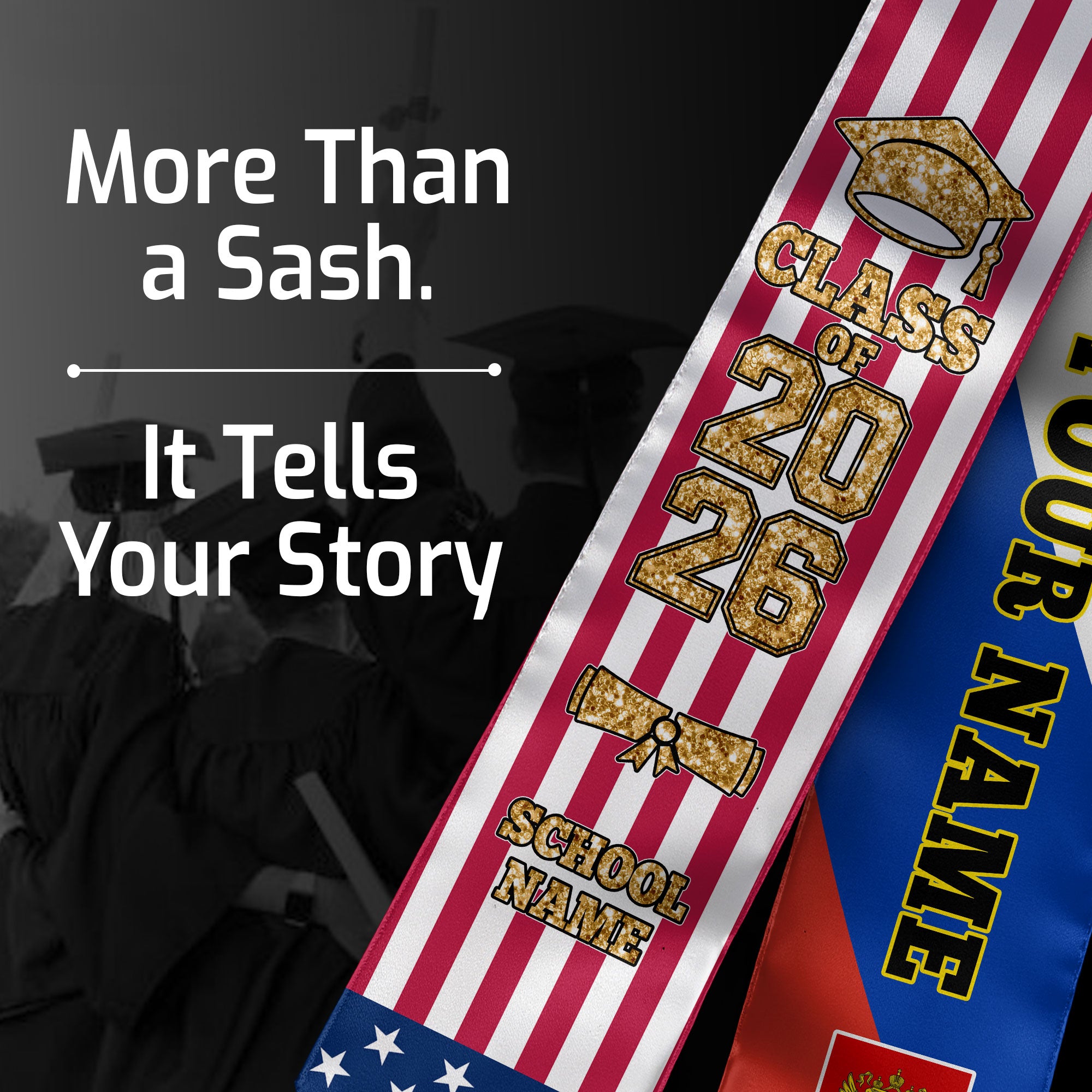 Customized Russia Graduation Stole Featuring National Flag Design, Graduation Sash 2026, Class of 2026