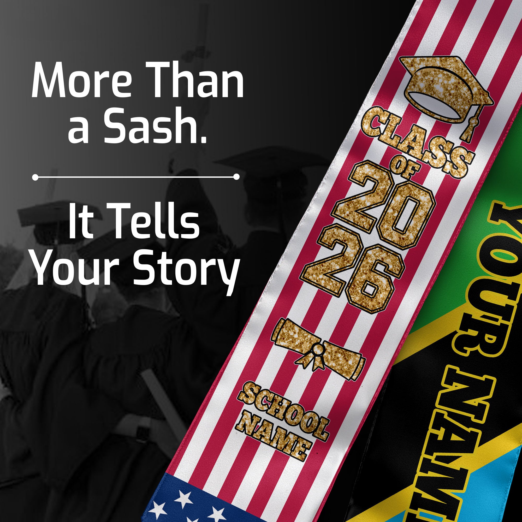 Customized Tanzania Graduation Stole Featuring National Flag Accent, Graduation Sash 2026, Class of 2026