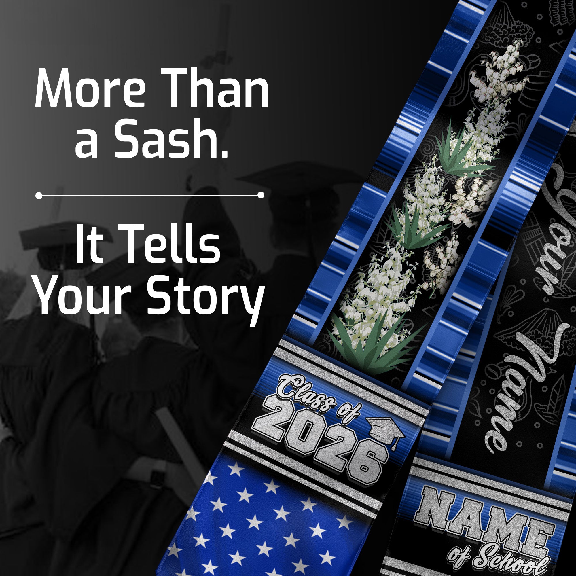 El Salvador Graduation Stole 2026, Salvadoran Flag Sash, Graduation Stole with Custom Accent