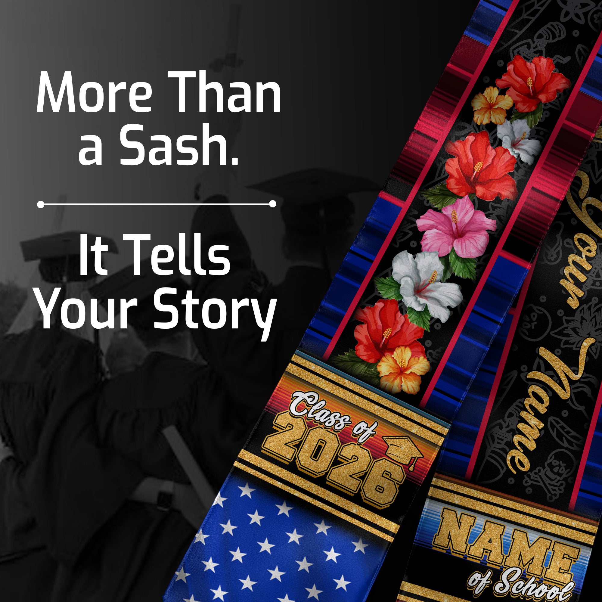 Haiti Graduation Stole 2026, Haitian Flag Sash, Graduation Stole with Custom Accent