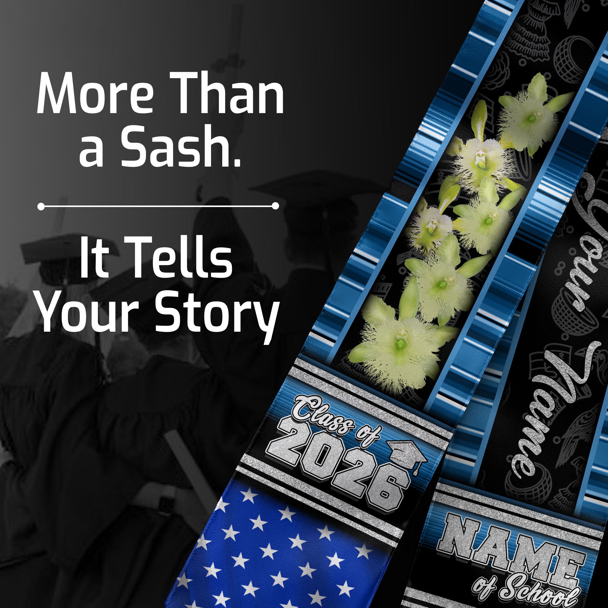 Honduras Graduation Stole 2026, Honduran Flag Sash, Graduation Stole with Custom Accent