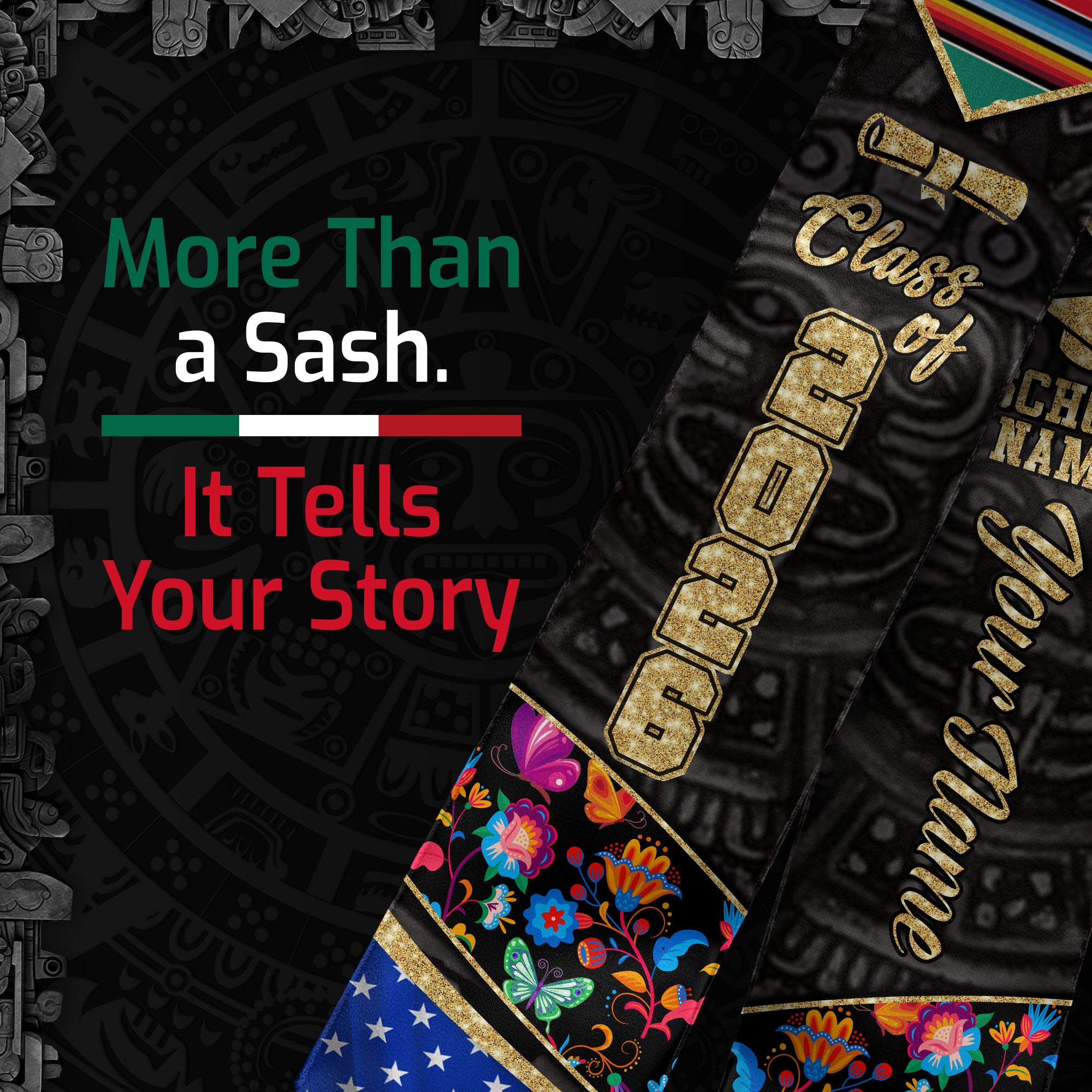 Mexican Graduation Sash 2026, Mexico Graduation Stole, Stole with Personalized Finish