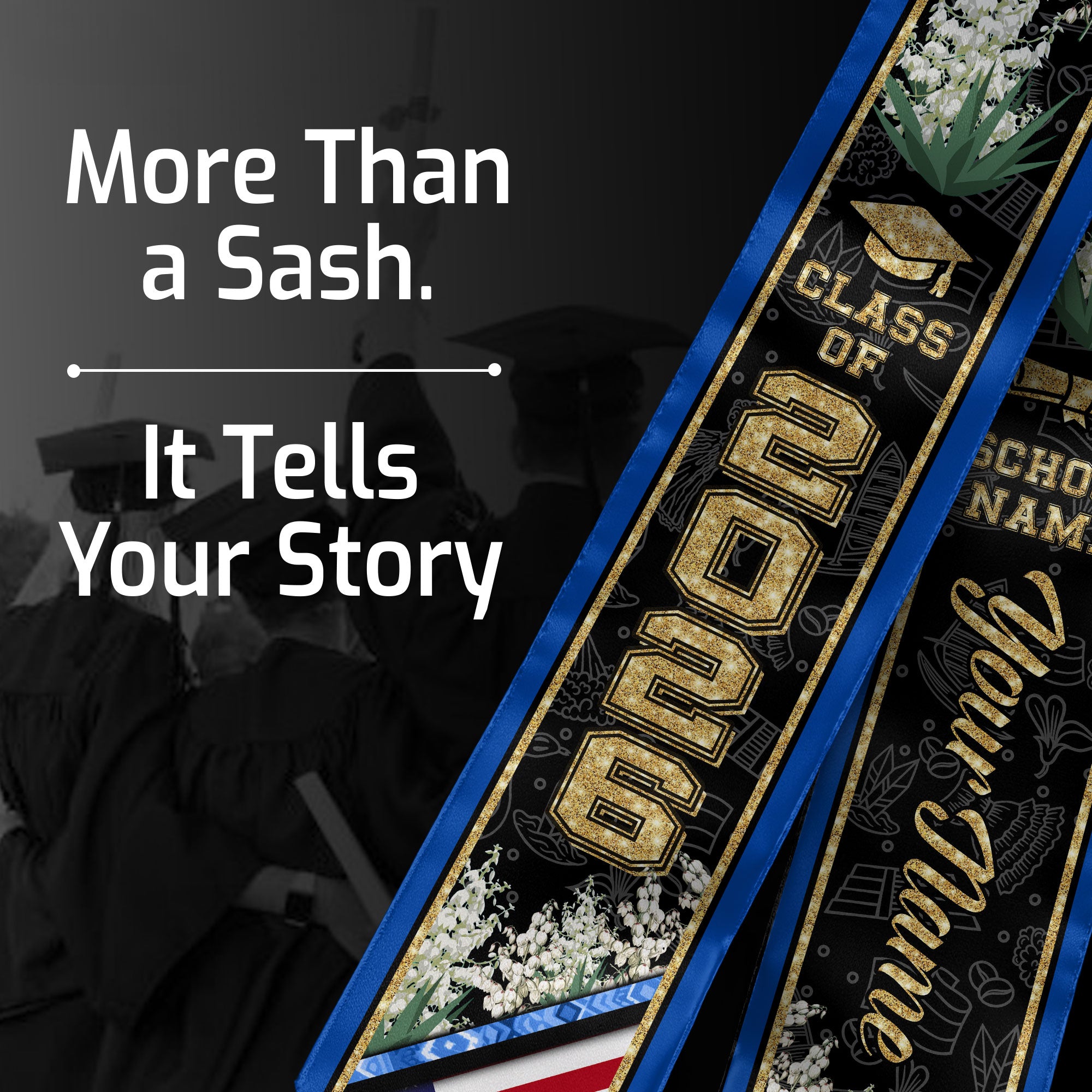 El Salvador Graduation Stole 2026, El Salvador Flag Sash, Custom Accent for Class of 2026