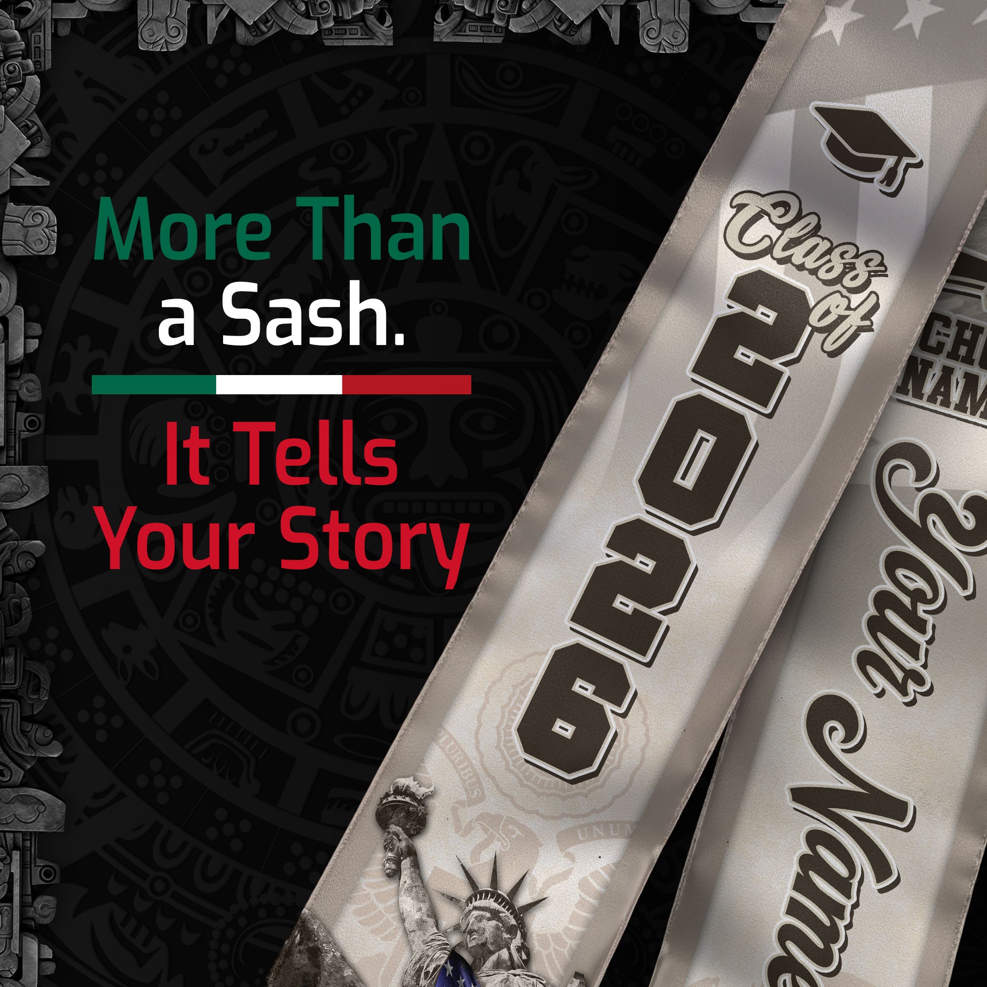 Mexican Flag Graduation Stole 2026, Mexico Stole Sash, Custom Touch for Class of 2026