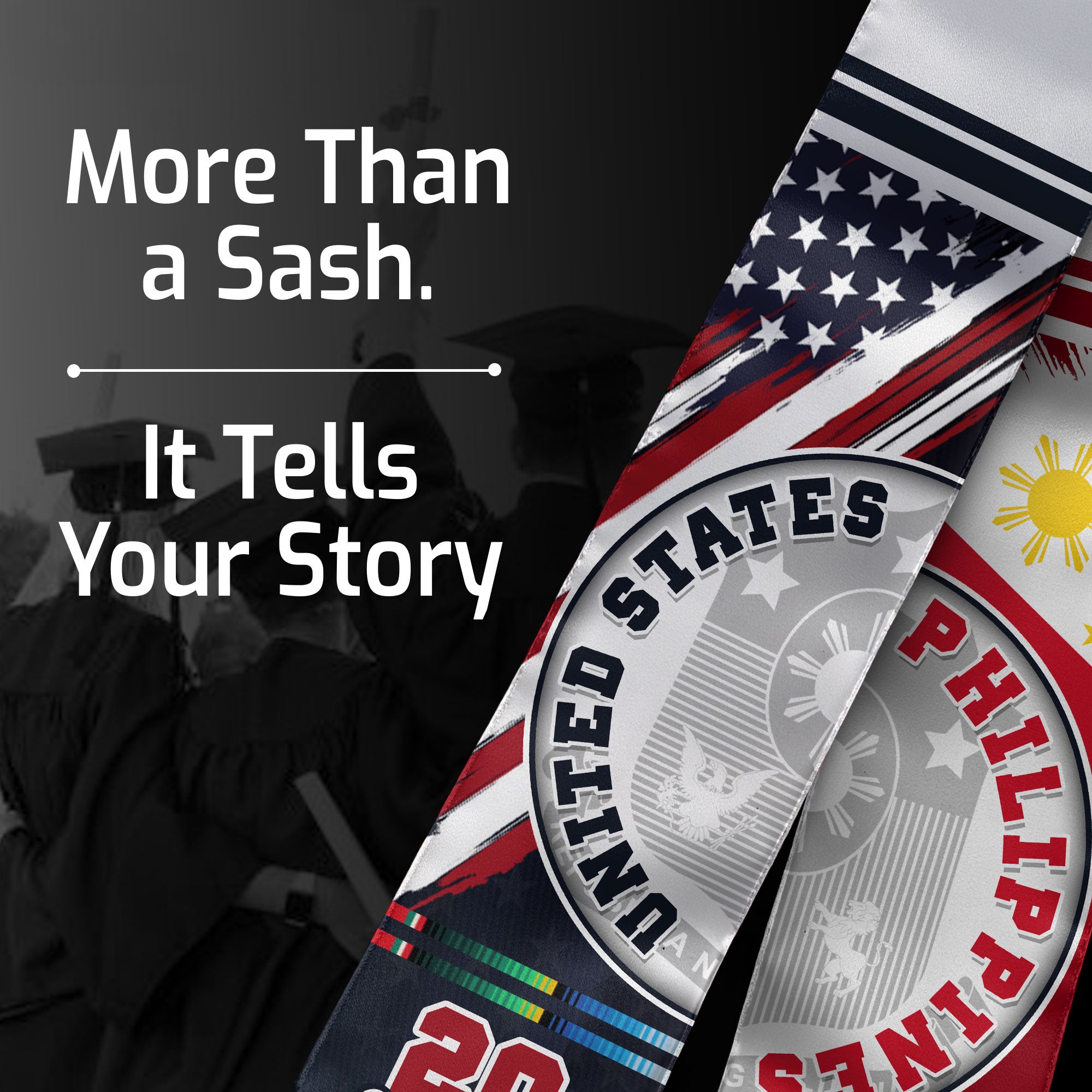 Philippines Flag Graduation Stole 2026, Filipino Grad Sash, Graduation Stole Custom Details