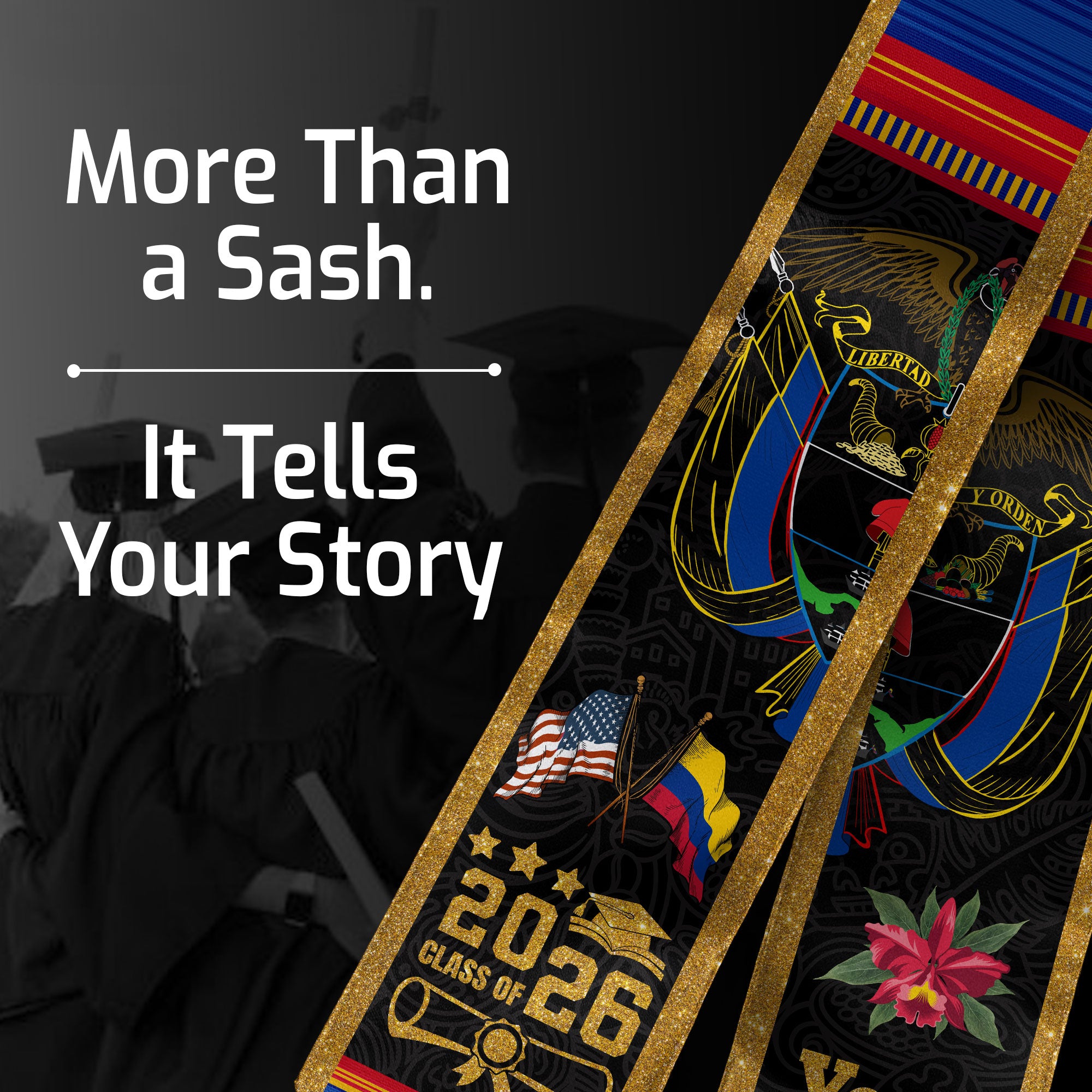 Colombia Graduation Stole 2026, Colombian Flag Academic Sash for Graduation Ceremony Class of 2026