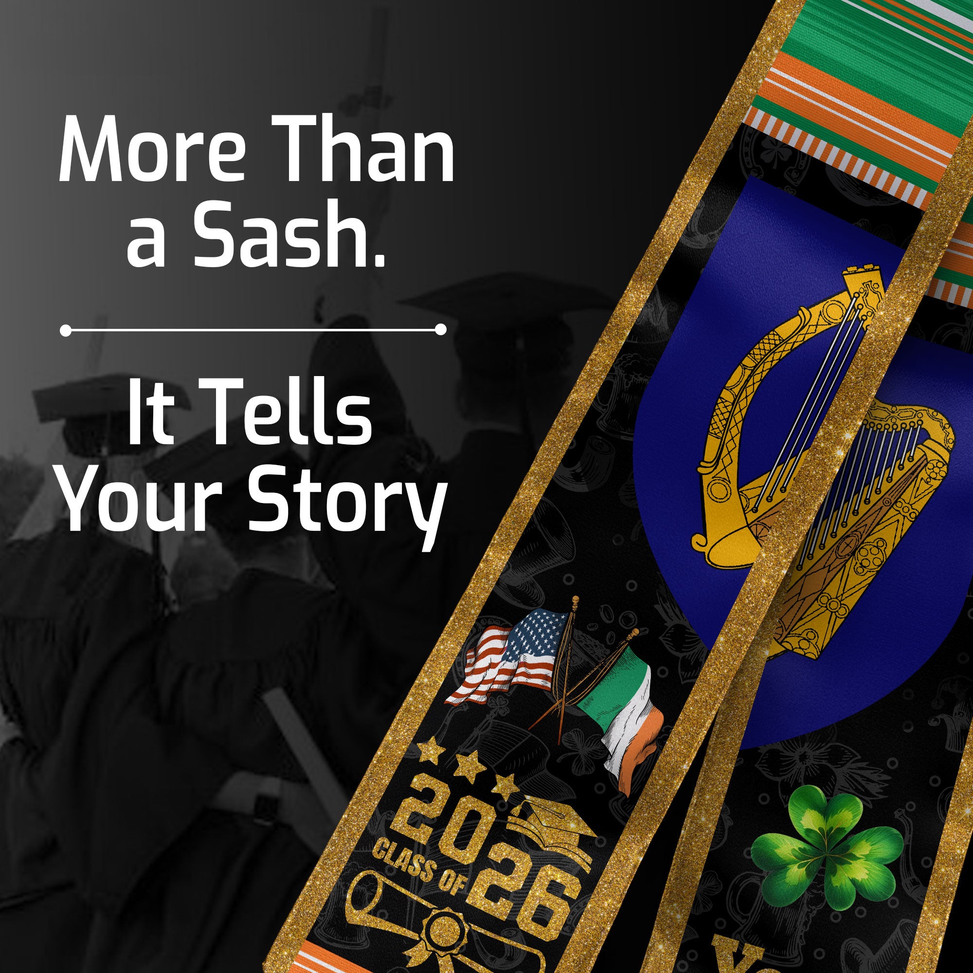 Irish Flag Graduation Sash 2026, Ireland Graduation Stole, Custom Graduation Stole 2026