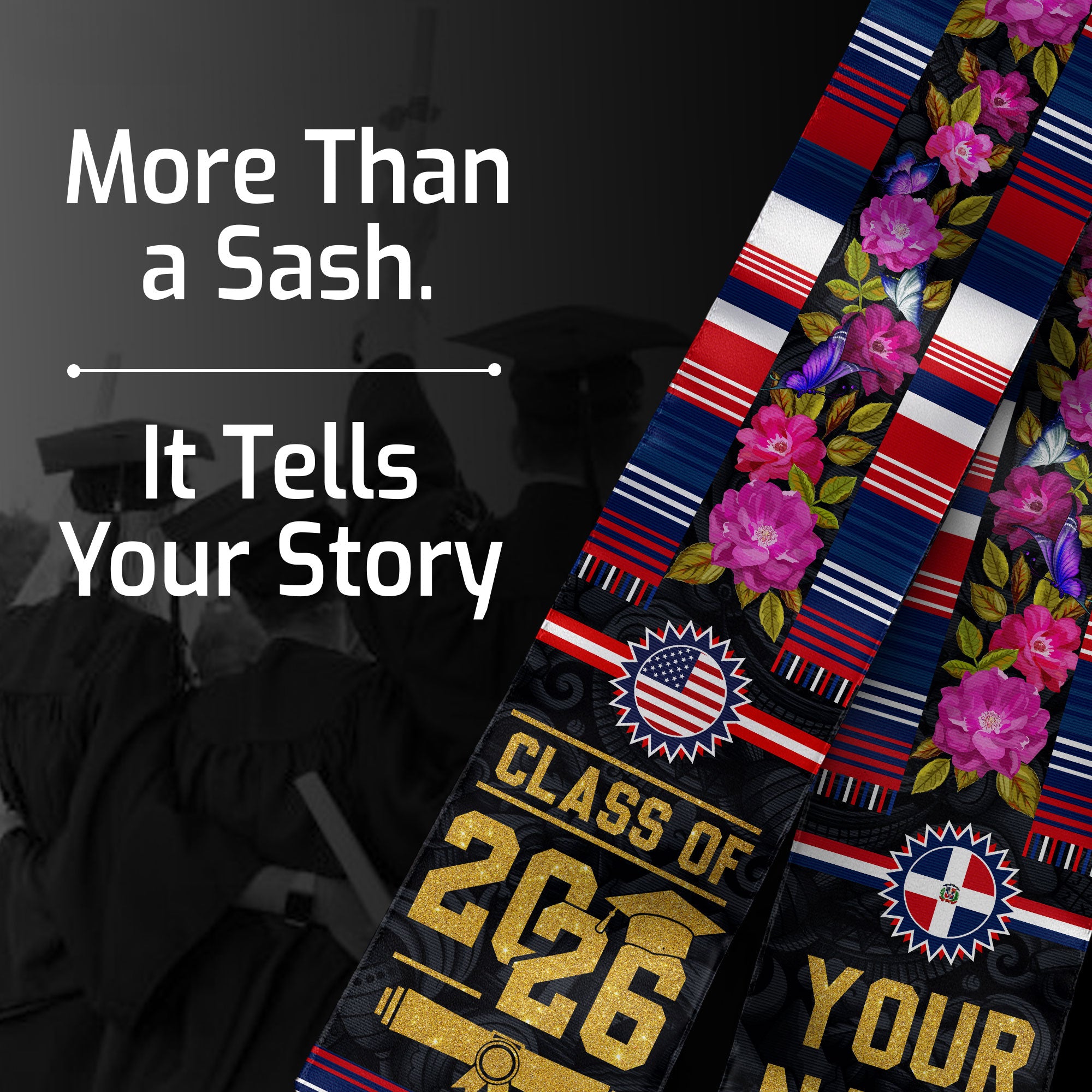 Dominican Stole 2026, Dominican Graduation Sash, Dominican Flag Stole for Graduates