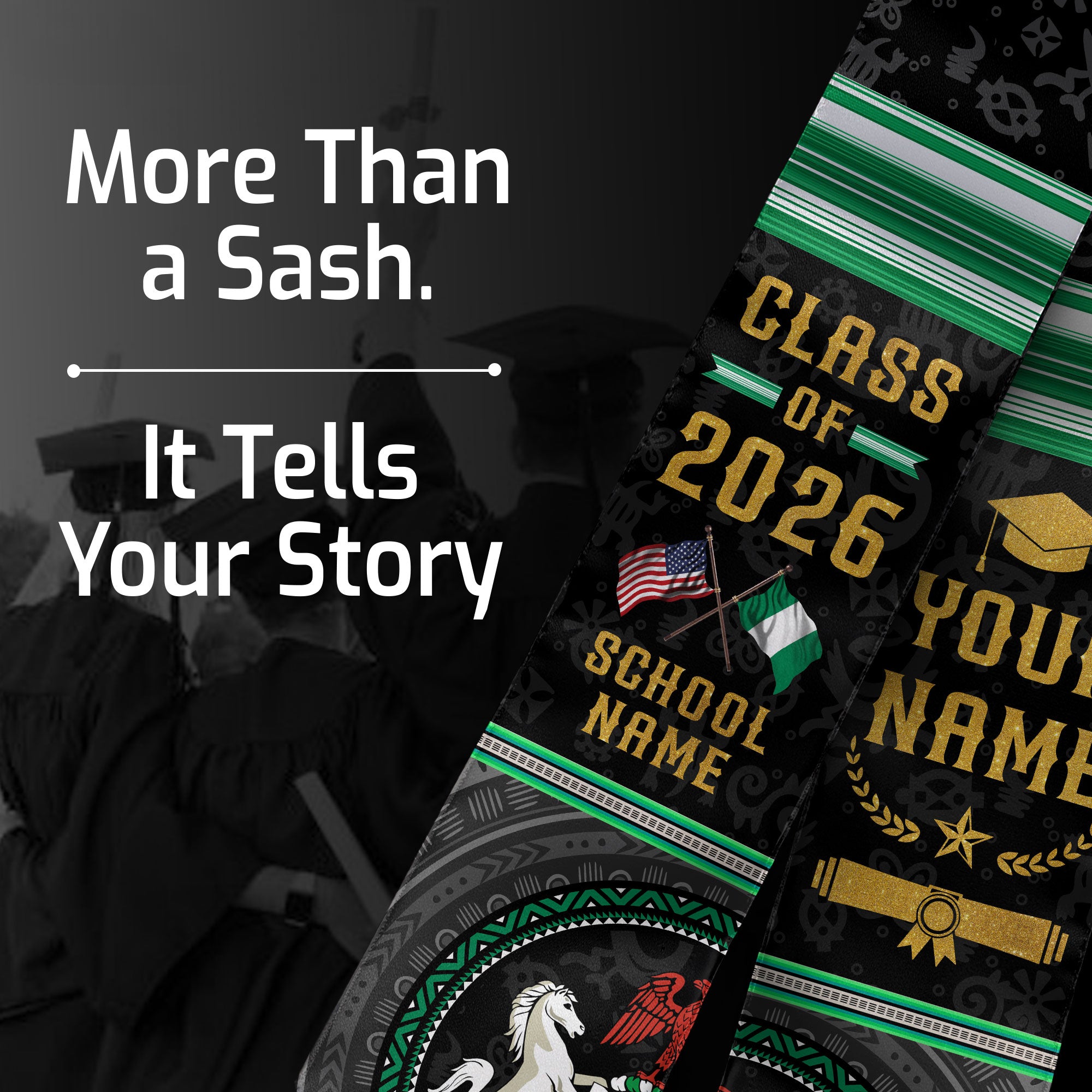 Nigerian Graduation Stole 2026, Nigeria Flag Sash, Graduation Stole with Custom Details