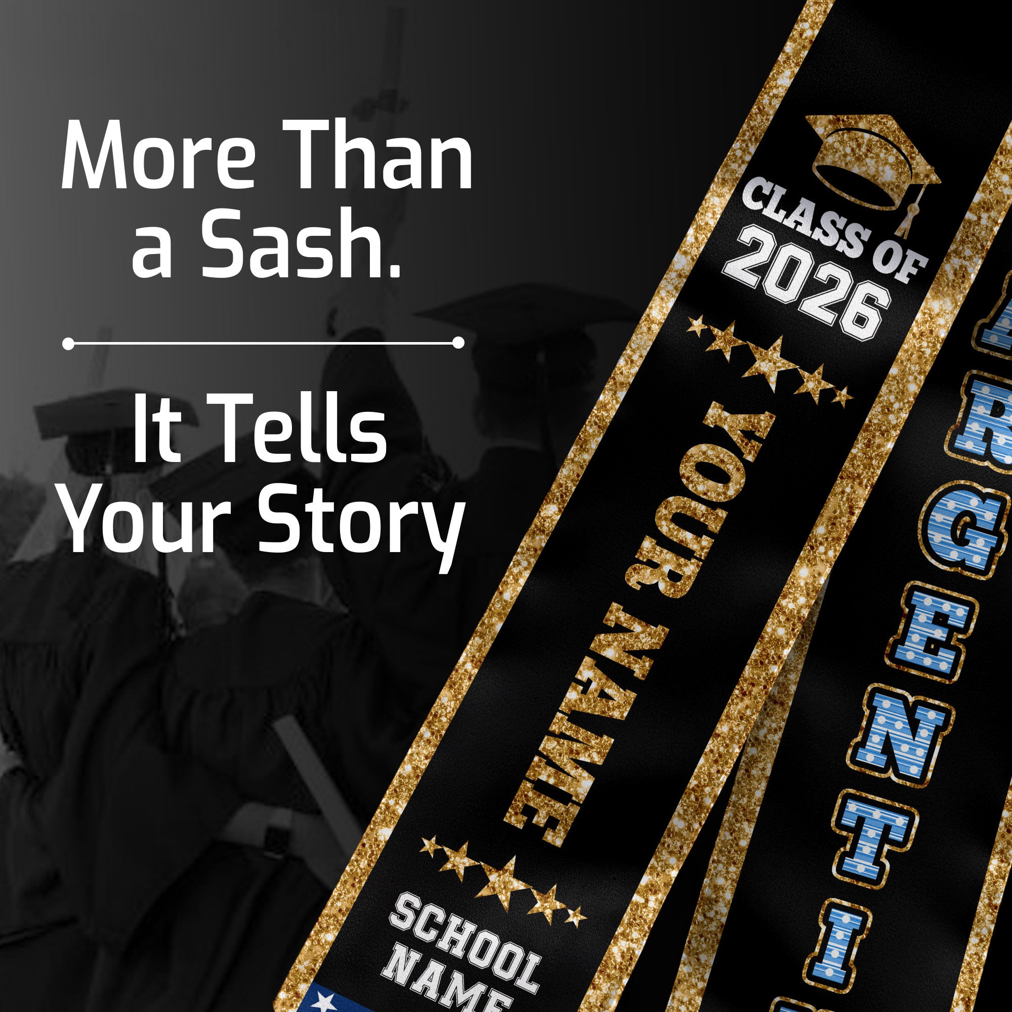 Argentina Graduation Stole 2026, Argentina Flag Sash, Personal Detail Option for Graduates