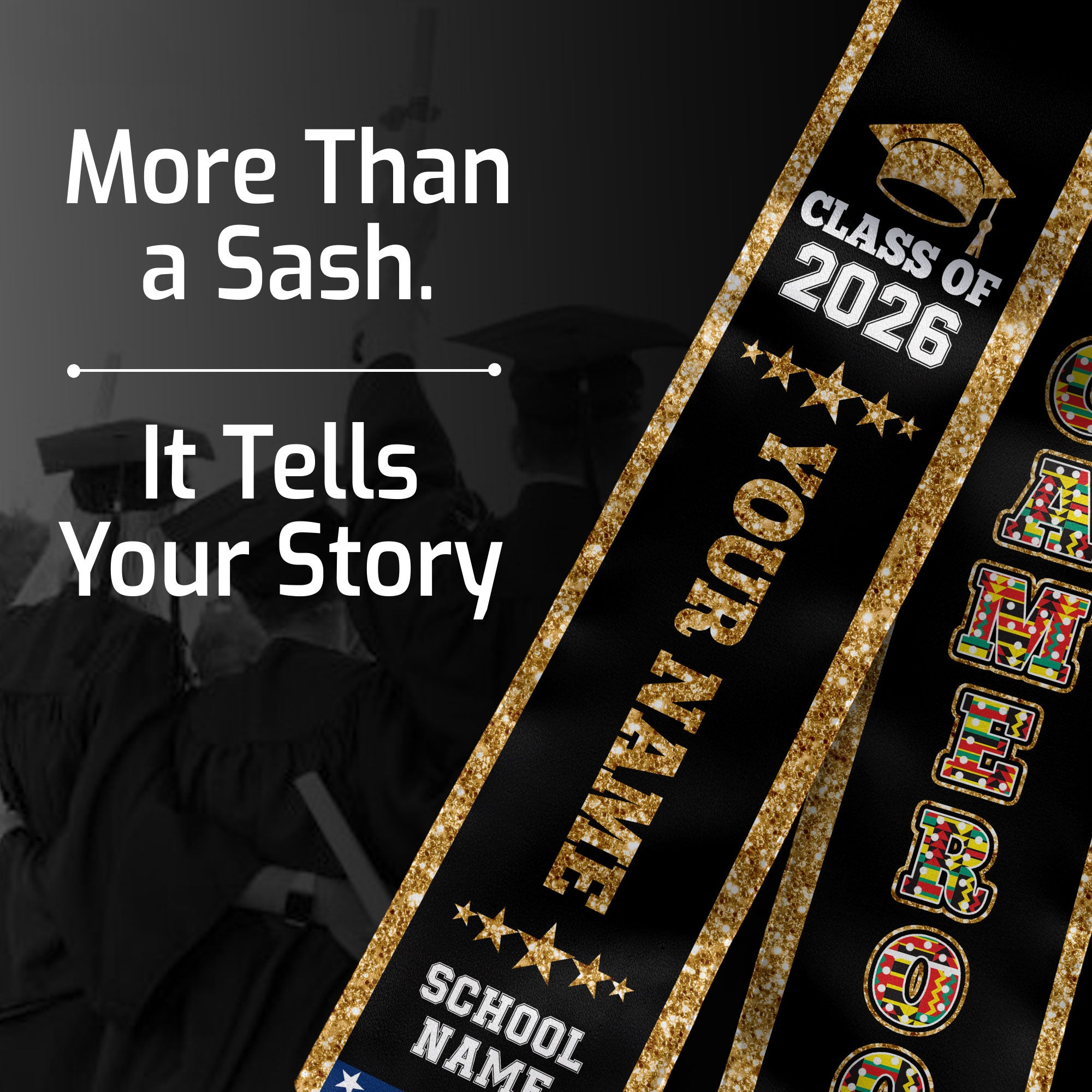 Cameroon Graduation Stole 2026, Cameroon Flag Sash, Personal Detail Option for Graduates