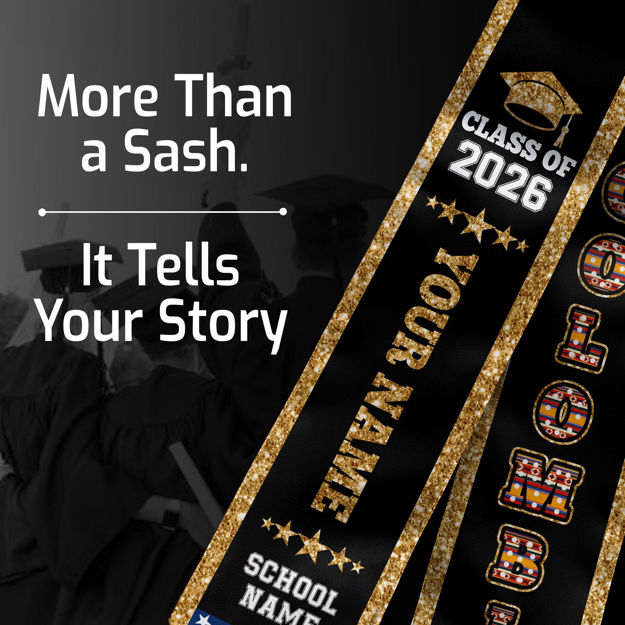 2026 Colombia Flag Graduation Stole, Colombia Sash, Personal Detail Option for Grads