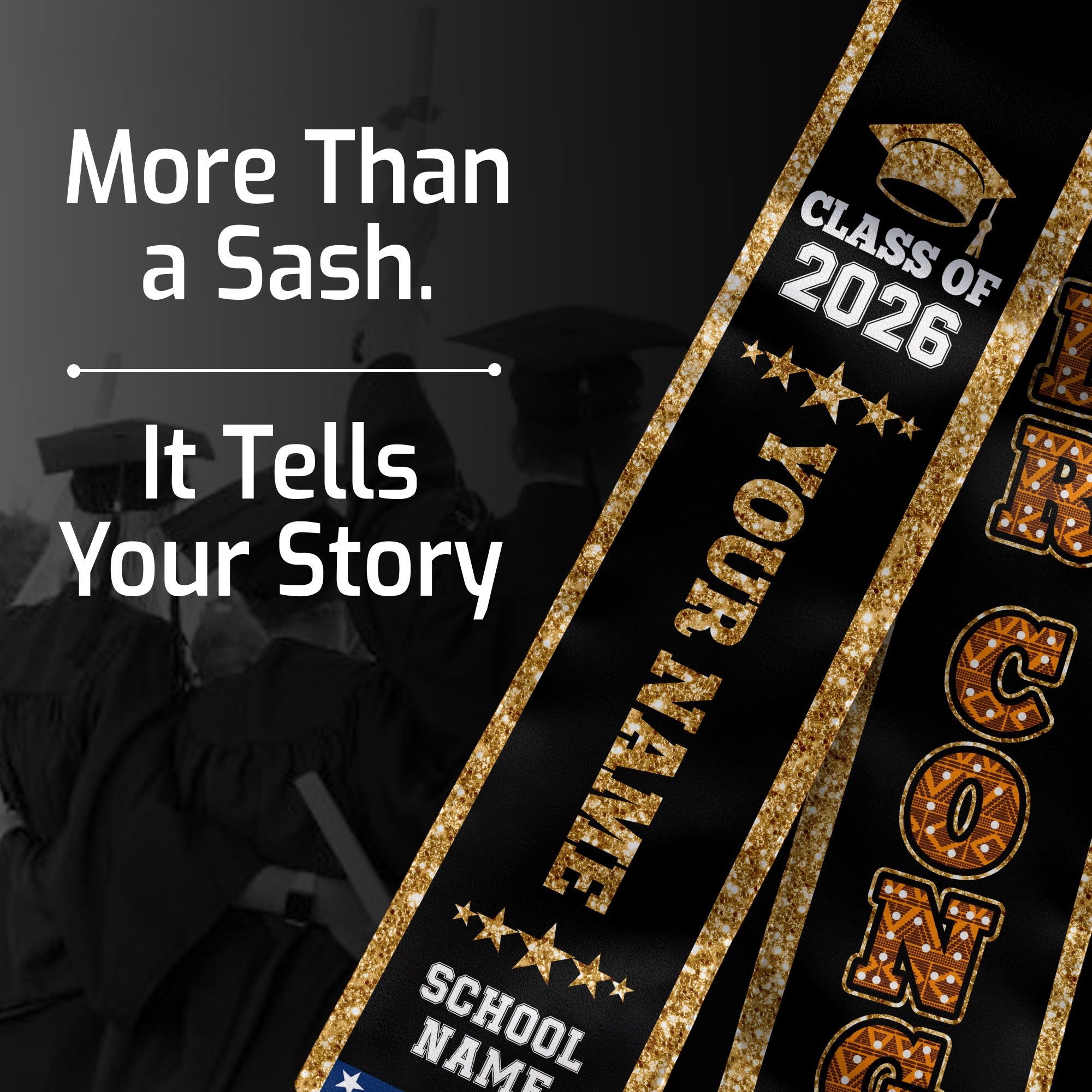 DRCongo Graduation Stole 2026, DRCongo Flag Sash, Personal Detail Option for Graduates
