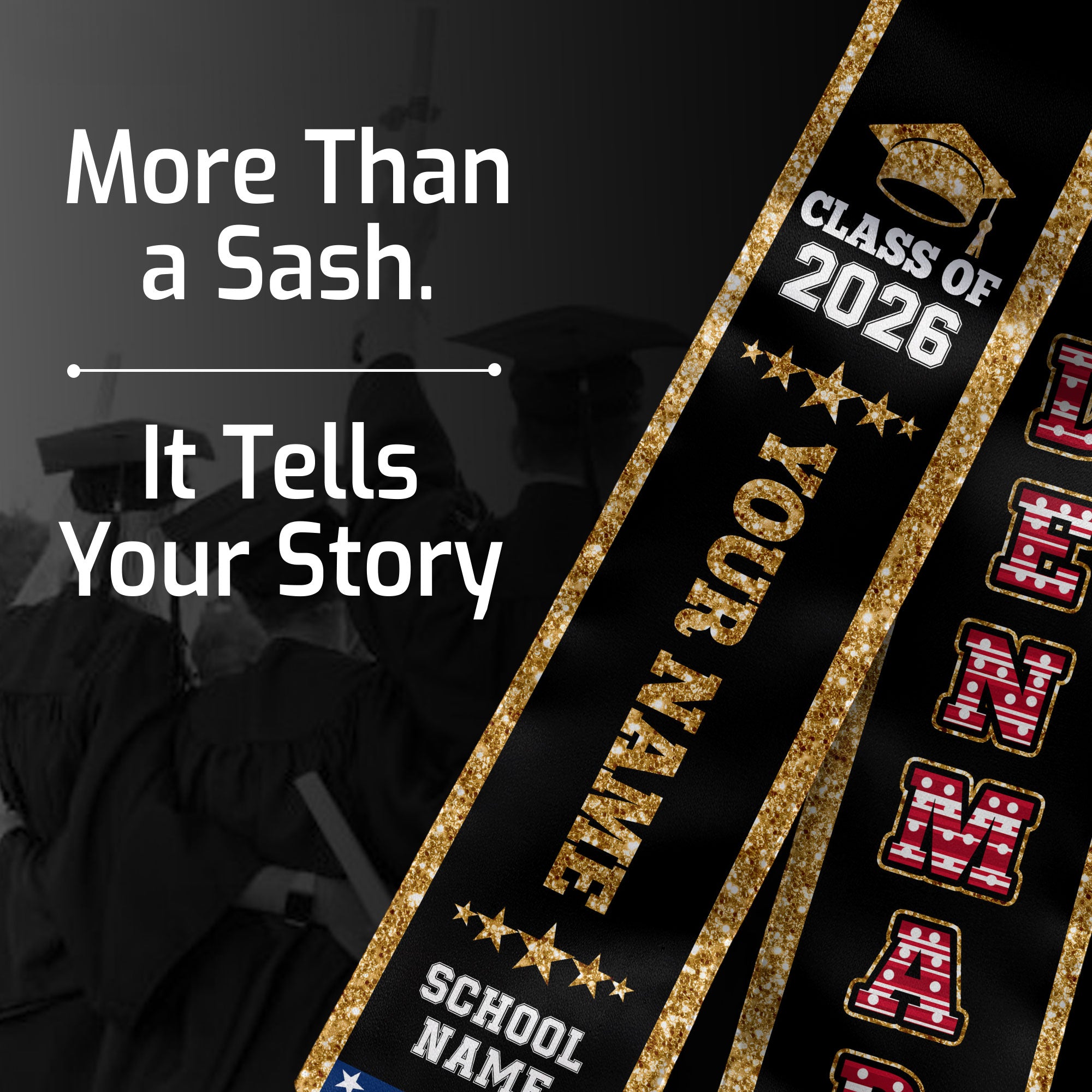 Denmark Graduation Stole 2026, Denmark Flag Sash, Personal Detail Option for Graduates